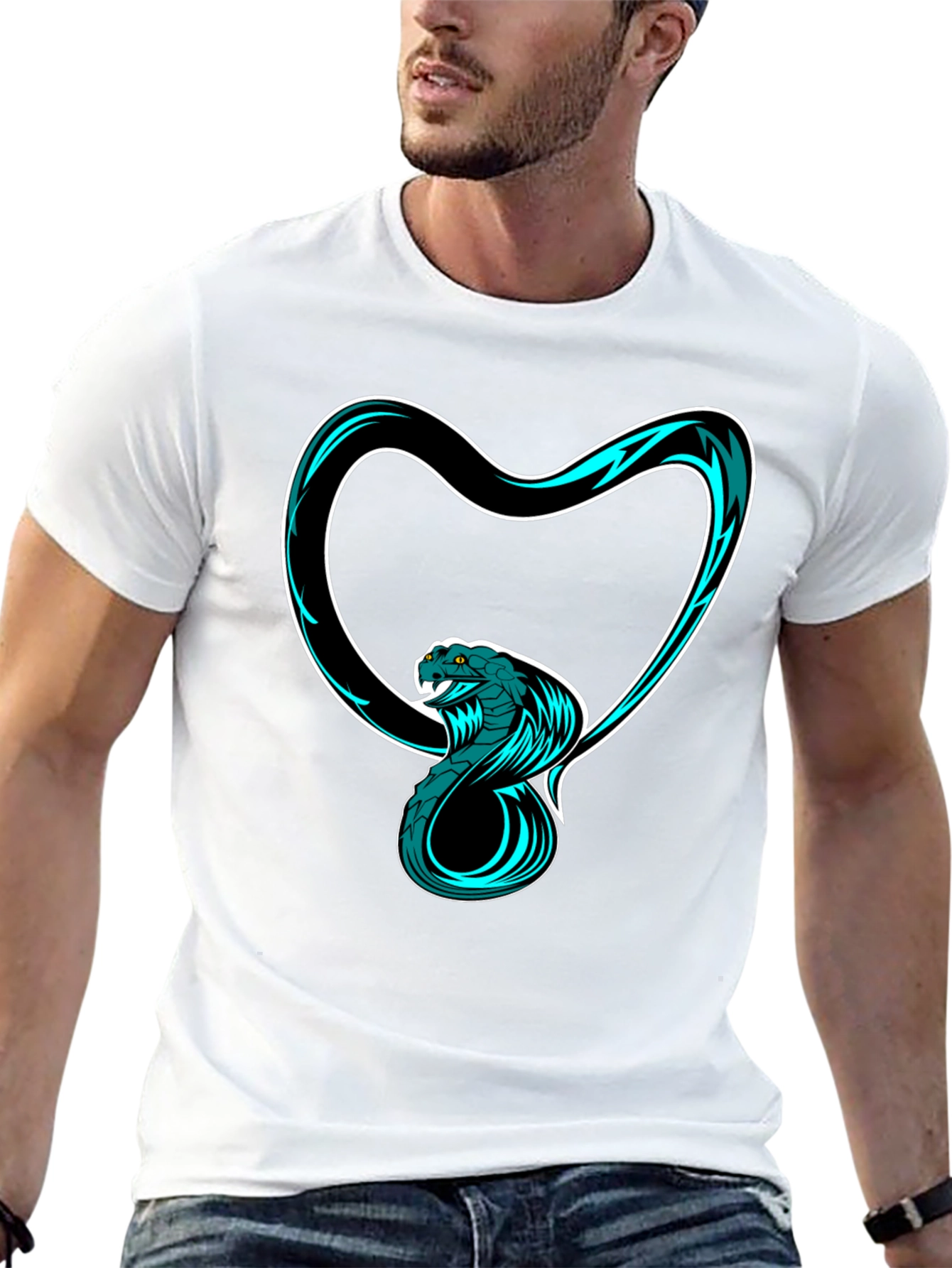 Black Cobra Heart Graphic Tee - Stylish Black T-Shirt view 13