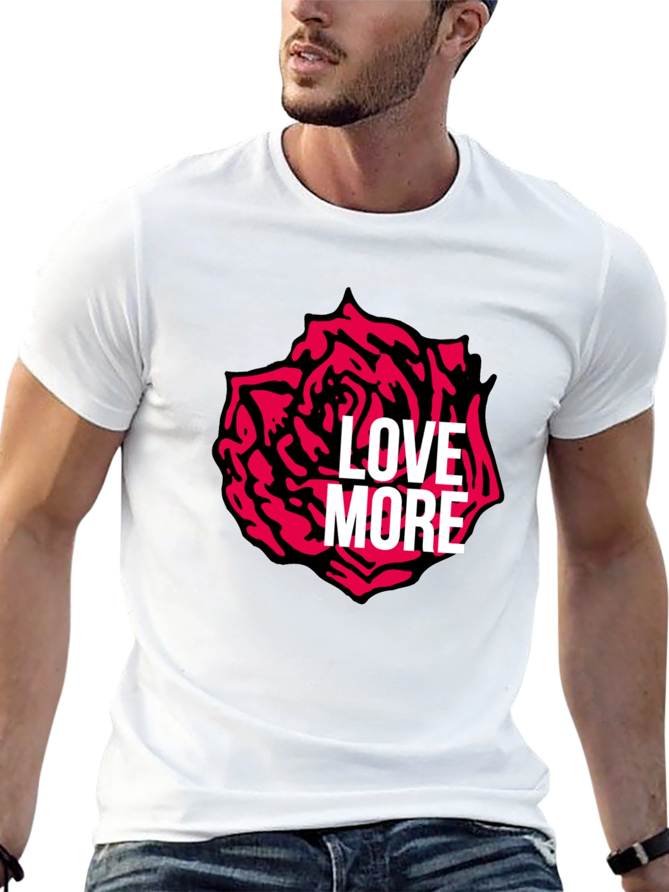 Black Love More Rose Graphic Tee - Stylish Black T-Shirt view 13