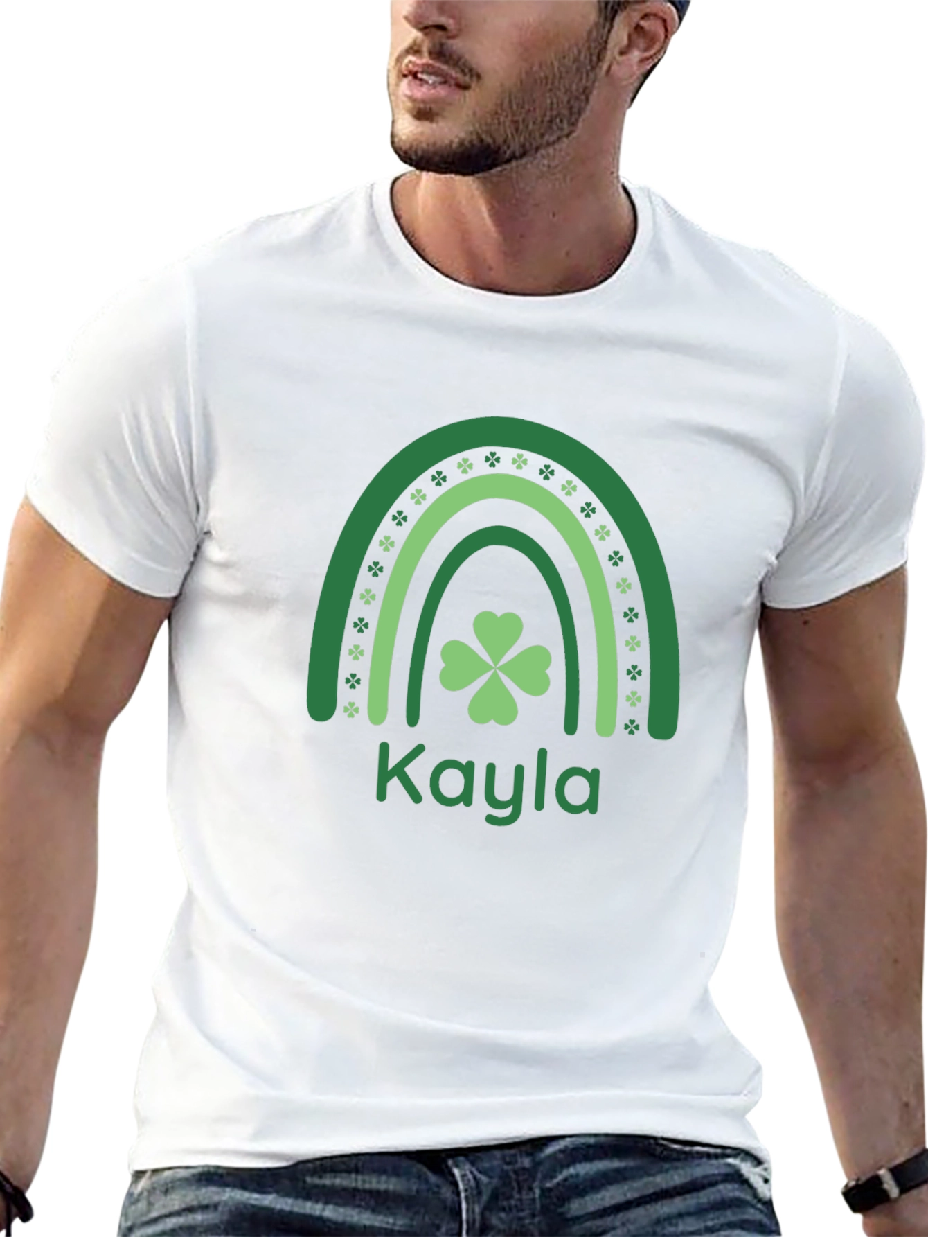 Black Kayla St. Patrick's Day Shamrock Rainbow T-Shirt view 13