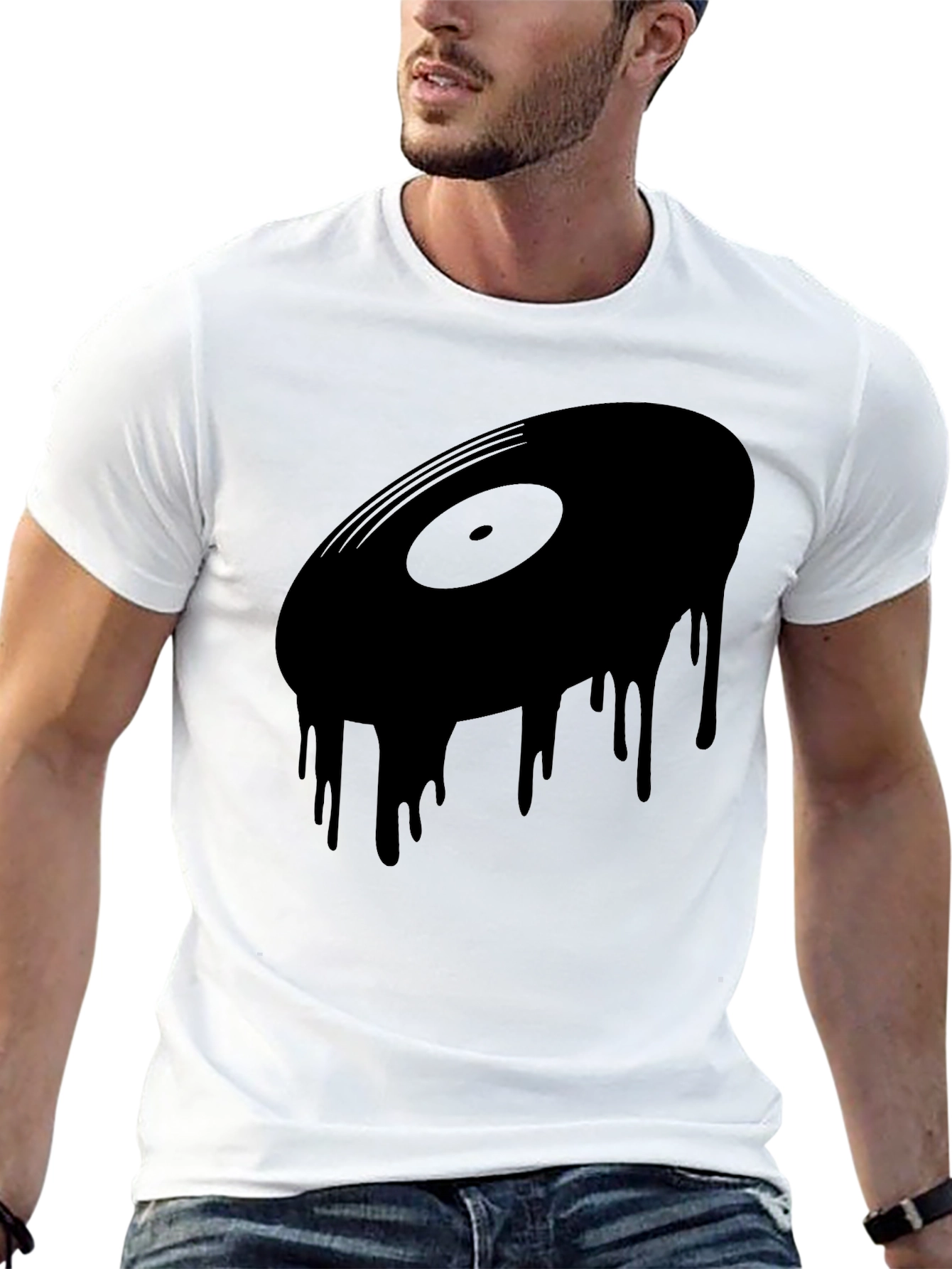 Black Dripping Vinyl Record Graphic Tee - Black view 13