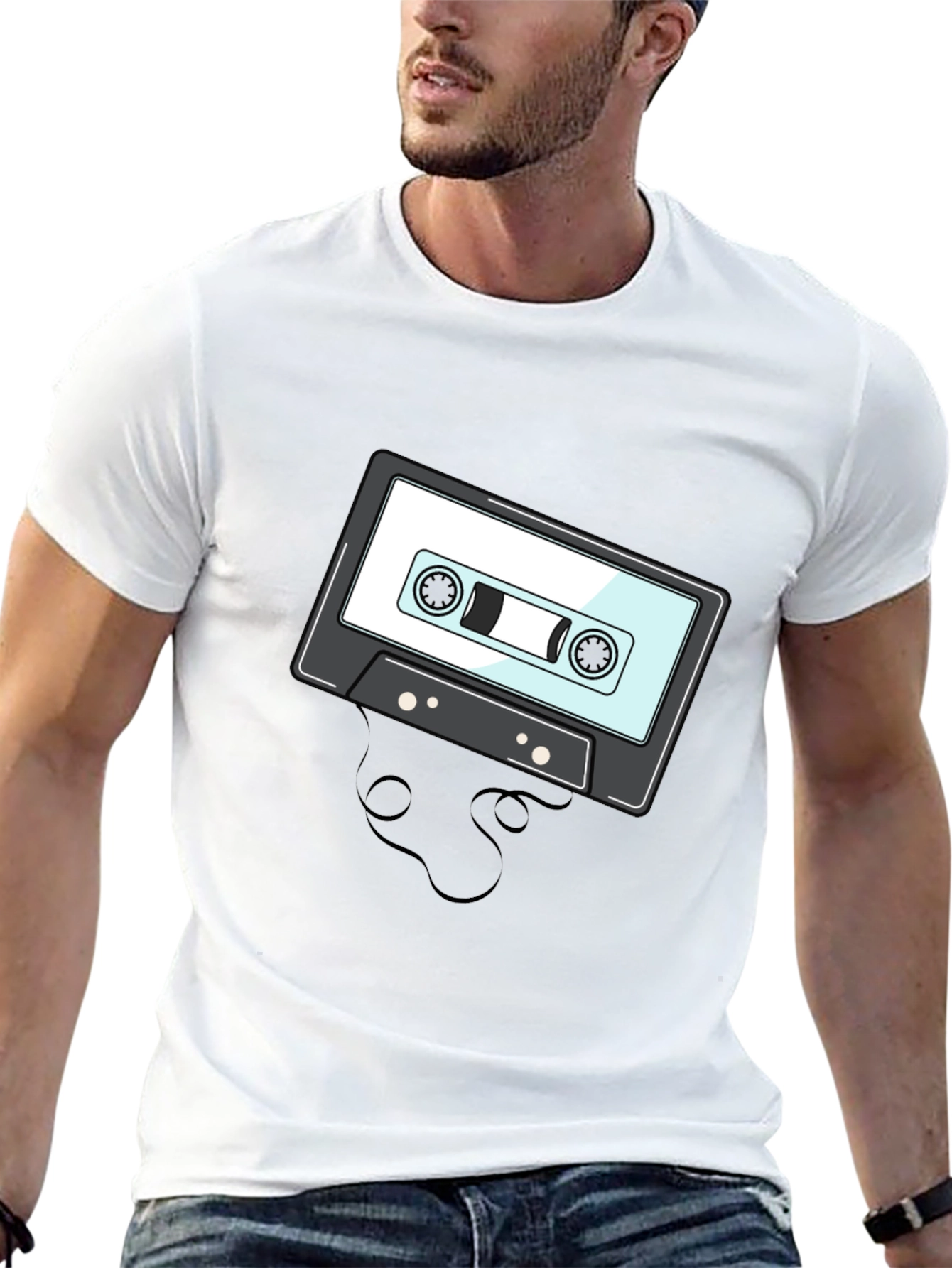 Black Retro Cassette Tape Graphic T-Shirt view 13