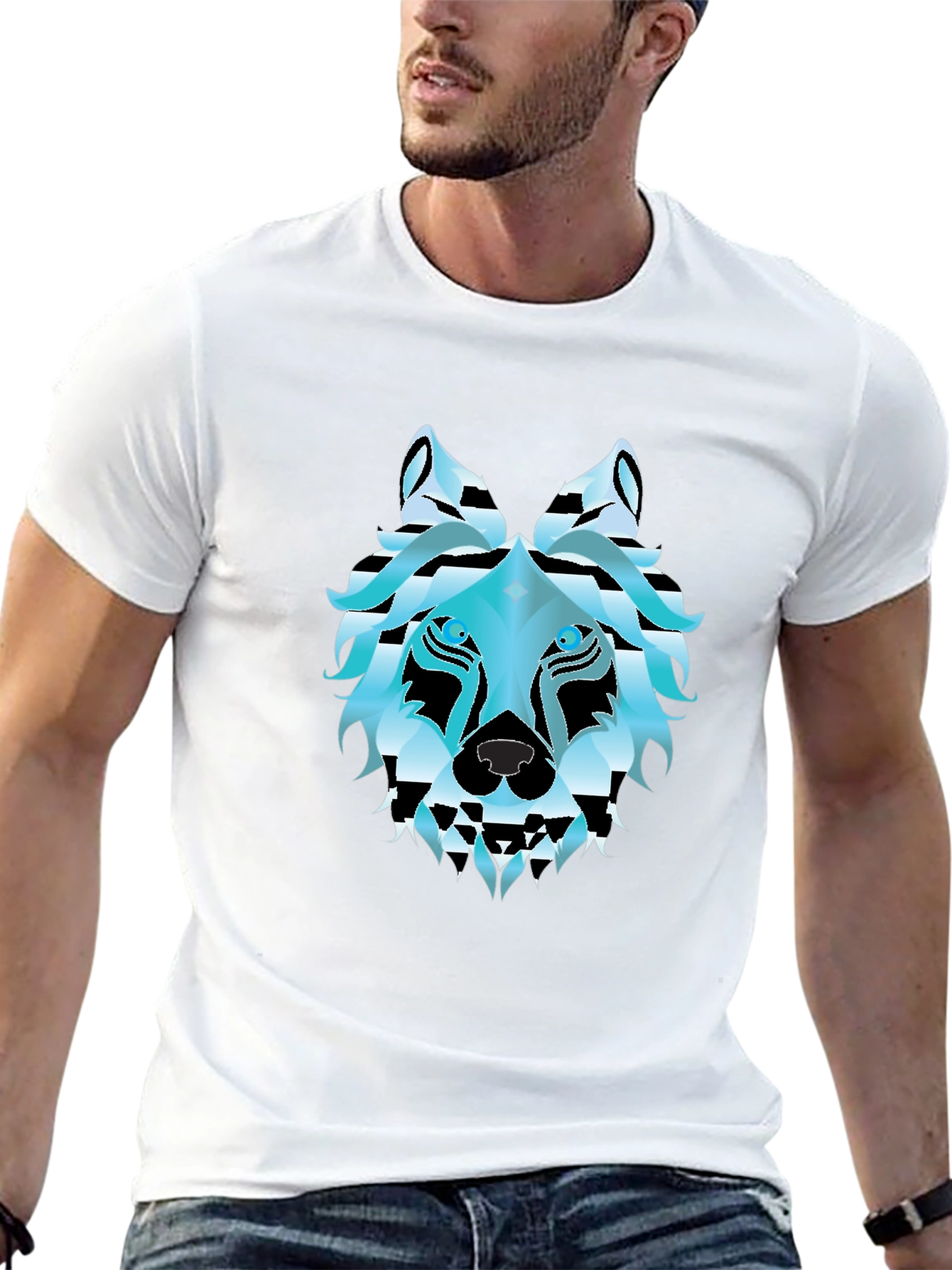 Black Cool Wolf Graphic T-Shirt - Black view 13