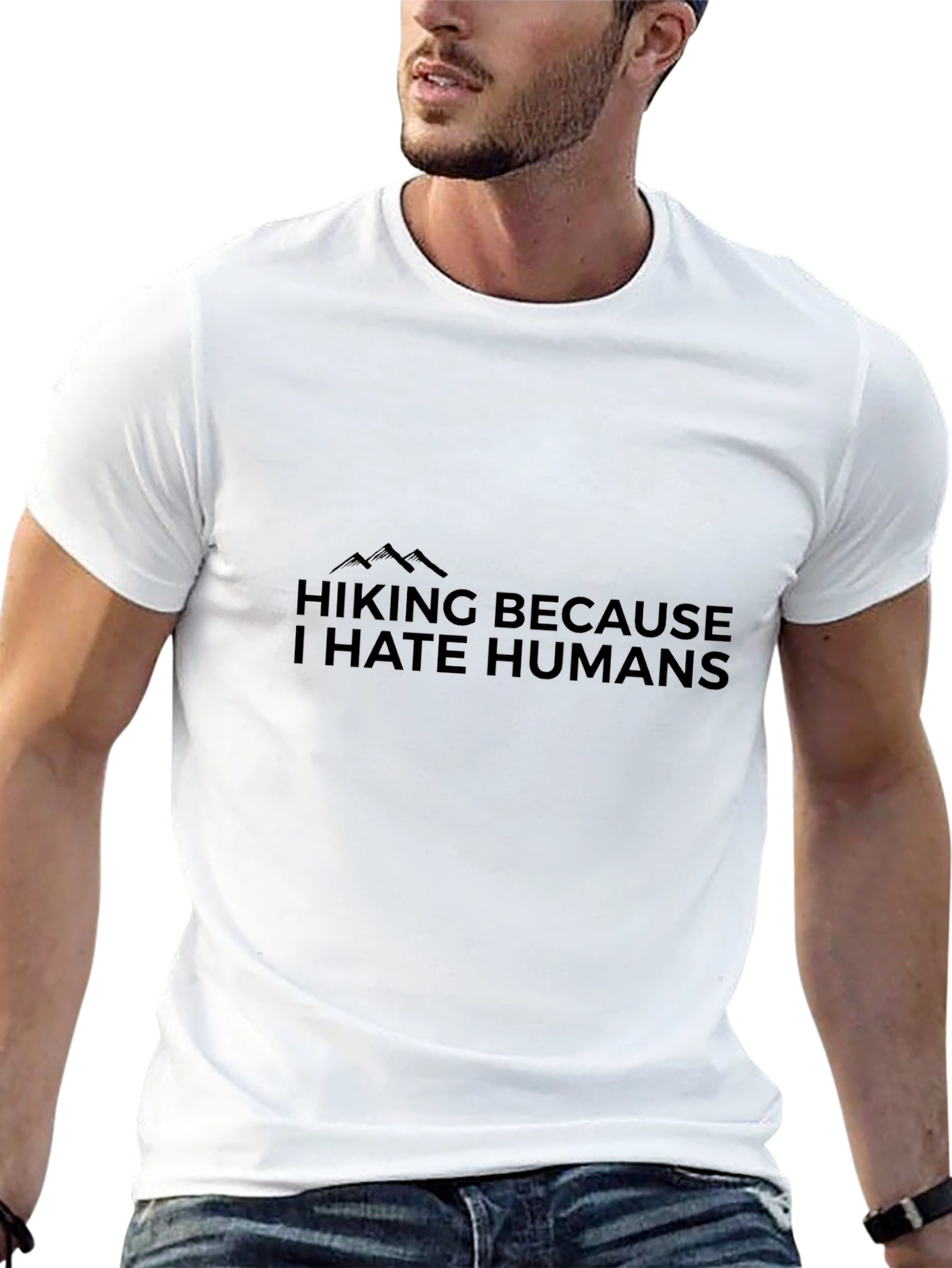 Black Hiking Because I Hate Humans Black Tee view 13