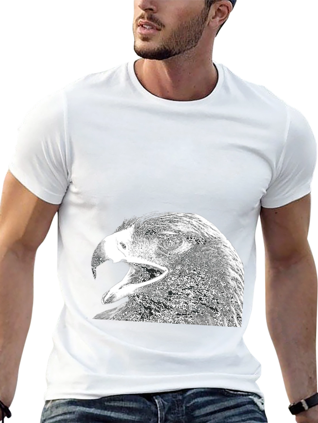 Black Eagle Graphic Print Black T-Shirt for Men view 13
