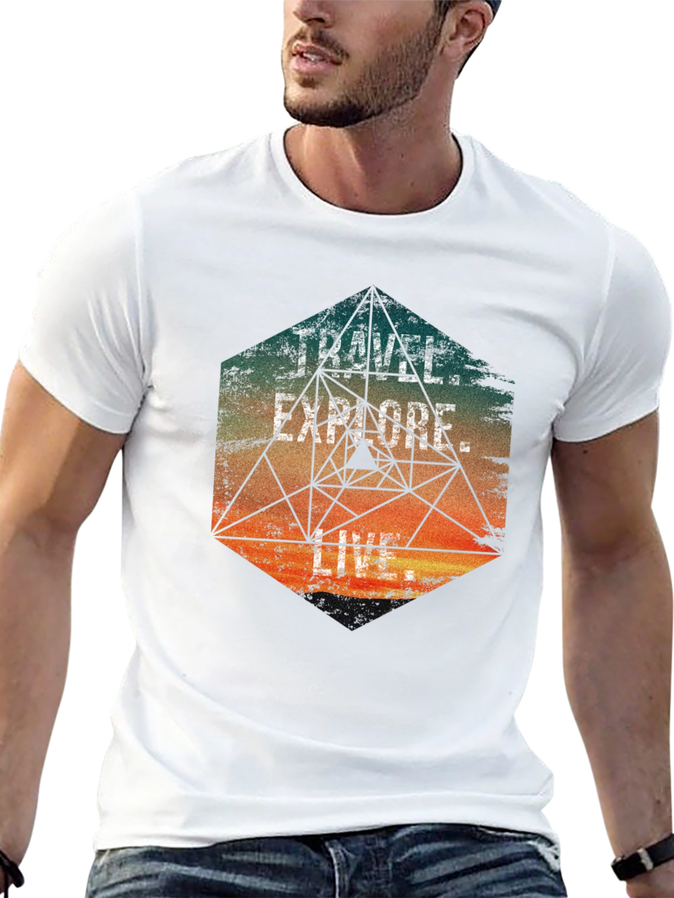 Black Travel Explore Live Men's Graphic T-Shirt view 13