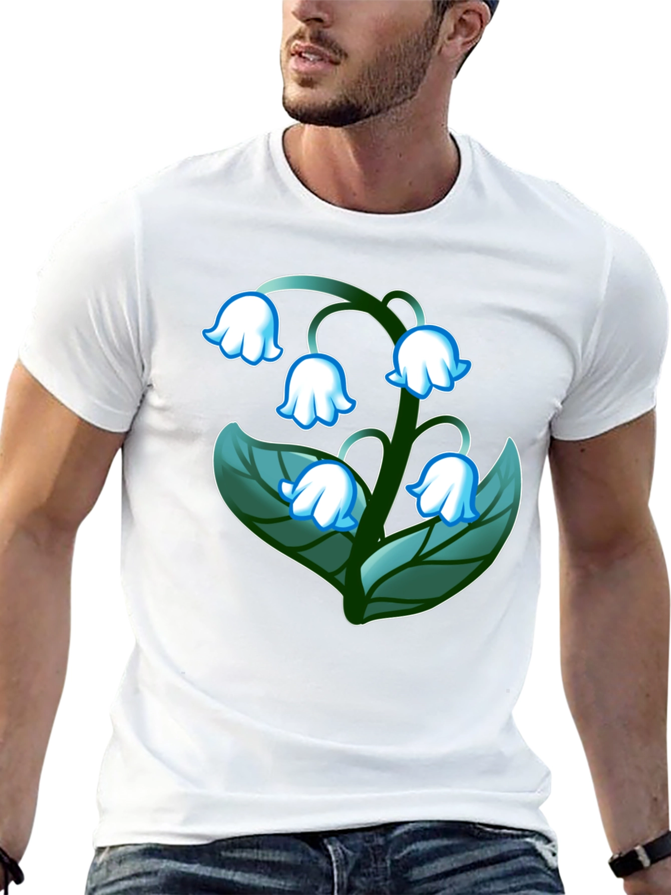 Black Lily of the Valley Graphic Tee - Black Cotton Blend view 13