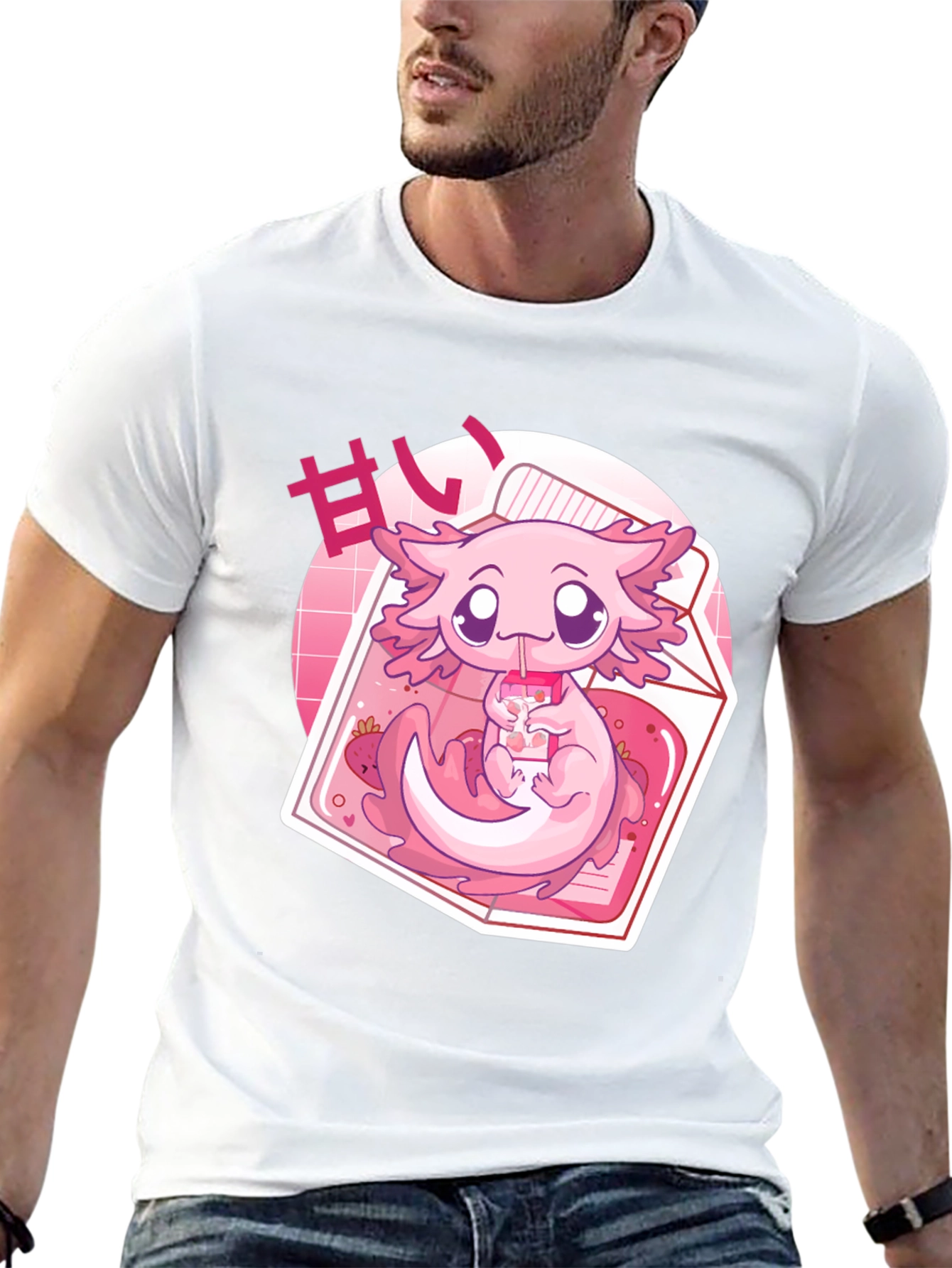 Black Cute Axolotl Kawaii T-Shirt view 13