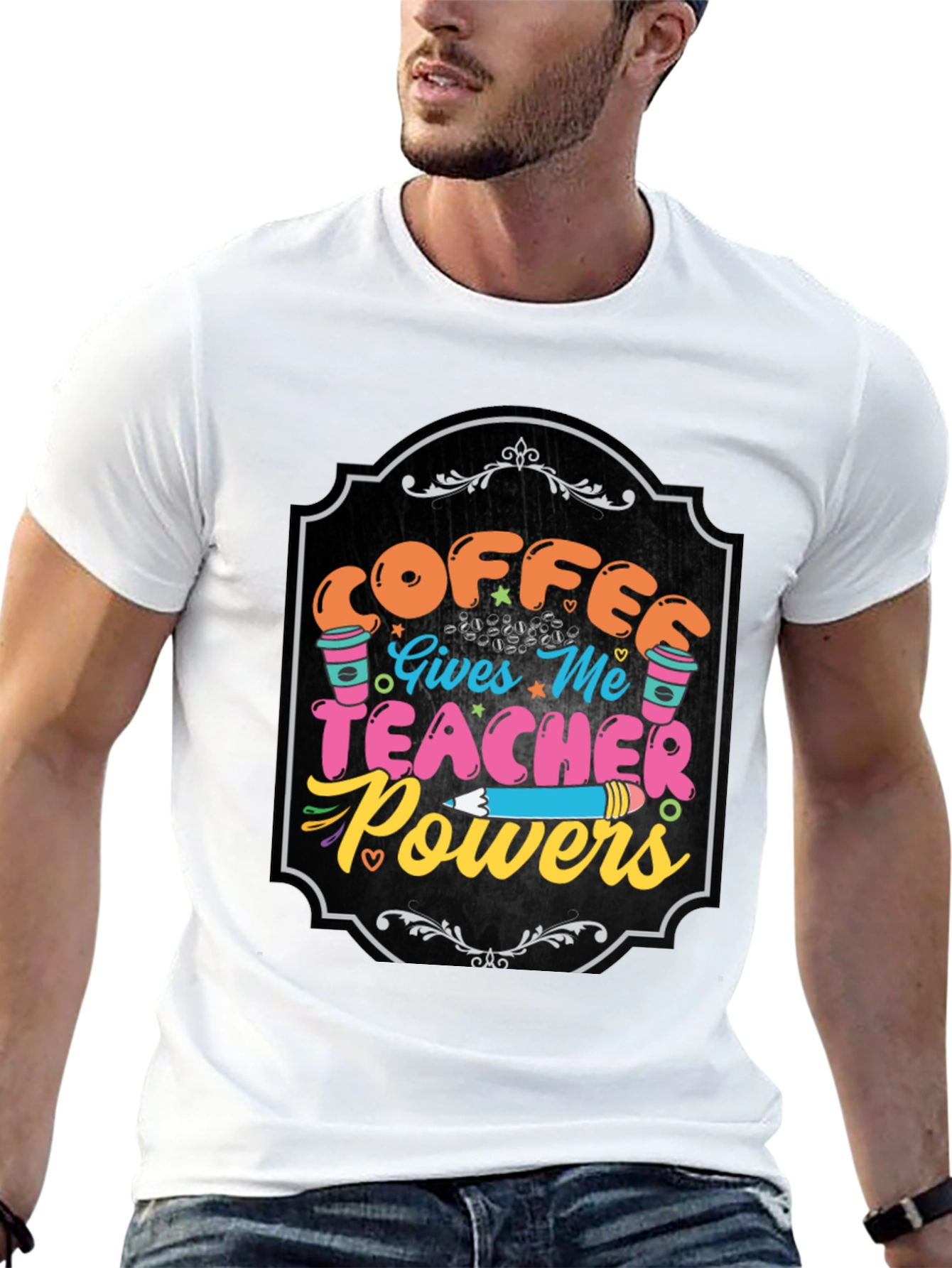 Black Coffee Gives Me Teacher Powers Graphic Tee view 13