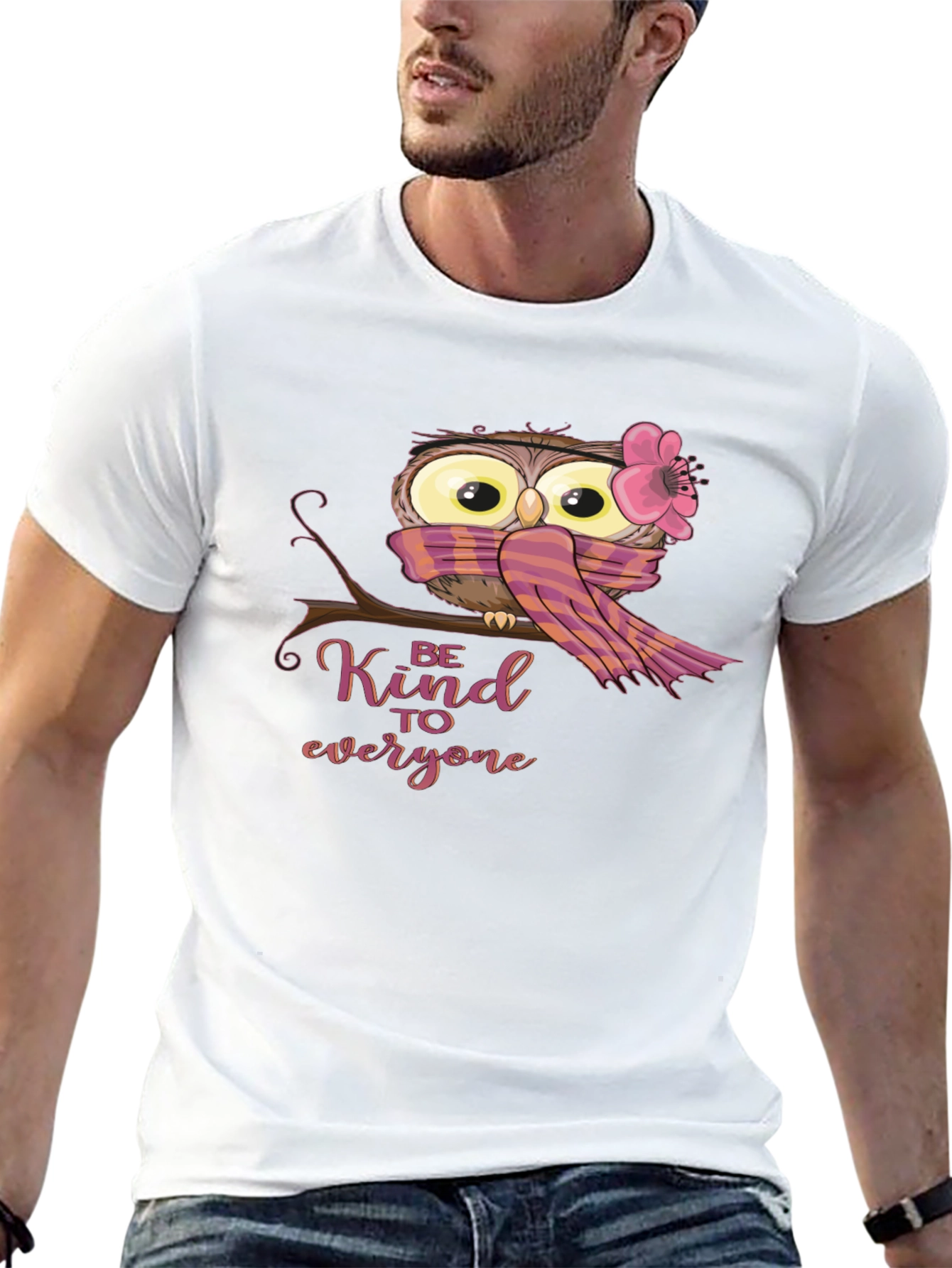 Black Cute Owl Graphic Tee - Be Kind T-Shirt view 13