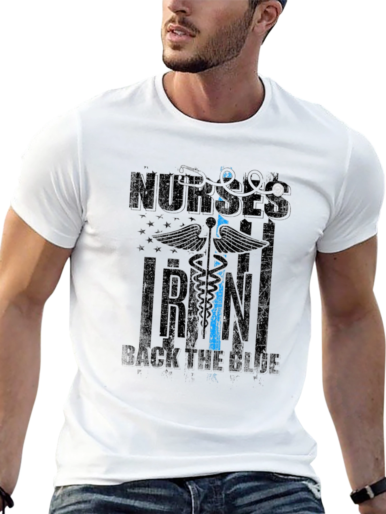 Black Nurses Back the Blue Graphic Tee - Unisex view 13