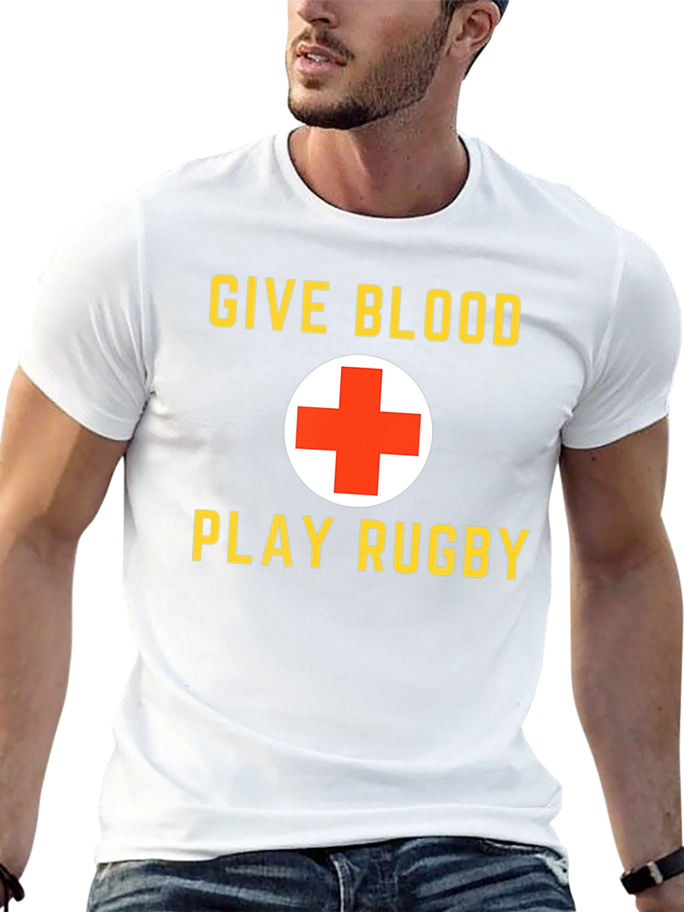 Black Give Blood Play Rugby Black Graphic T-Shirt view 13
