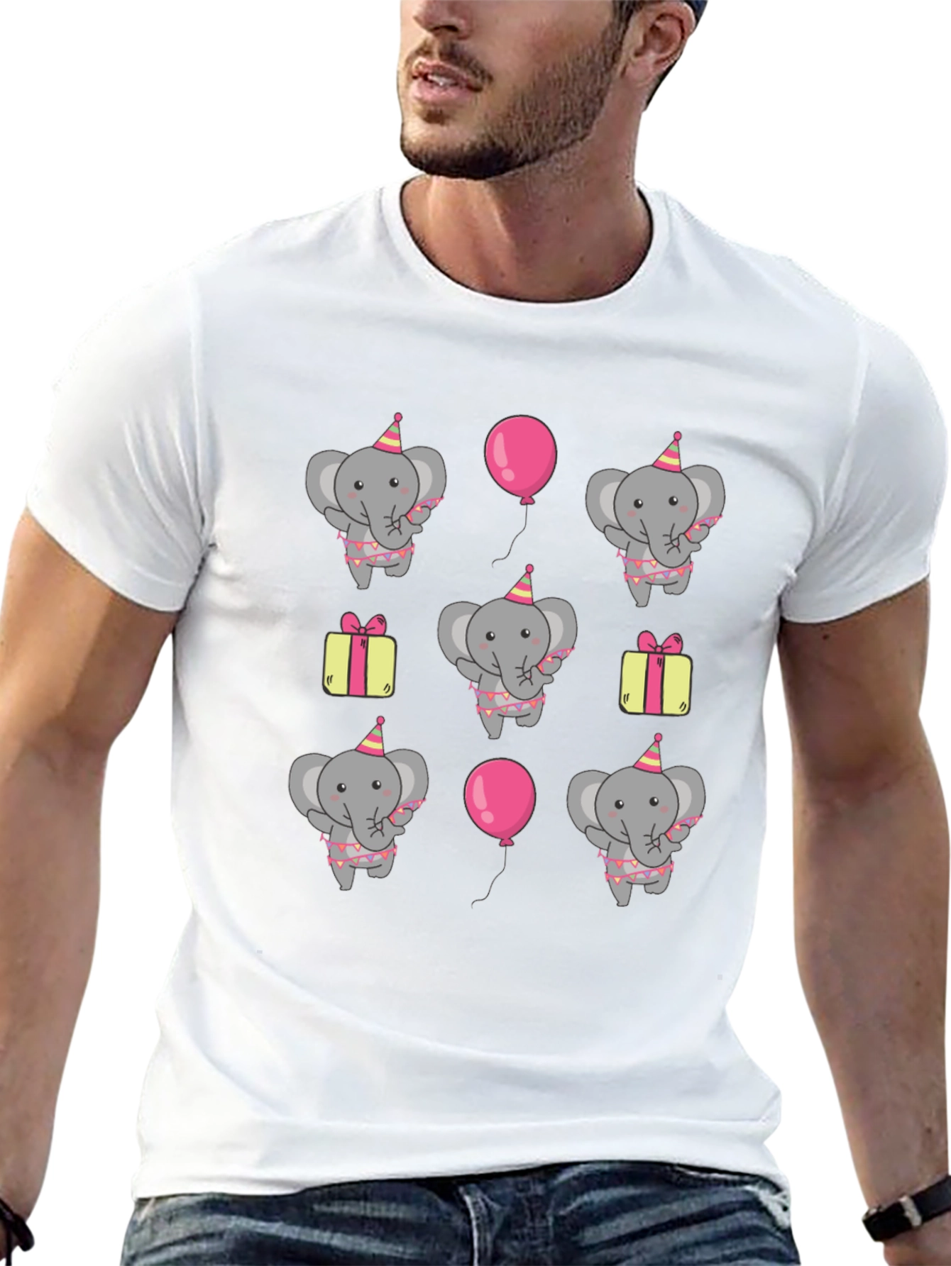 Black Elephant Birthday Party T-Shirt - Fun Graphic Tee view 13