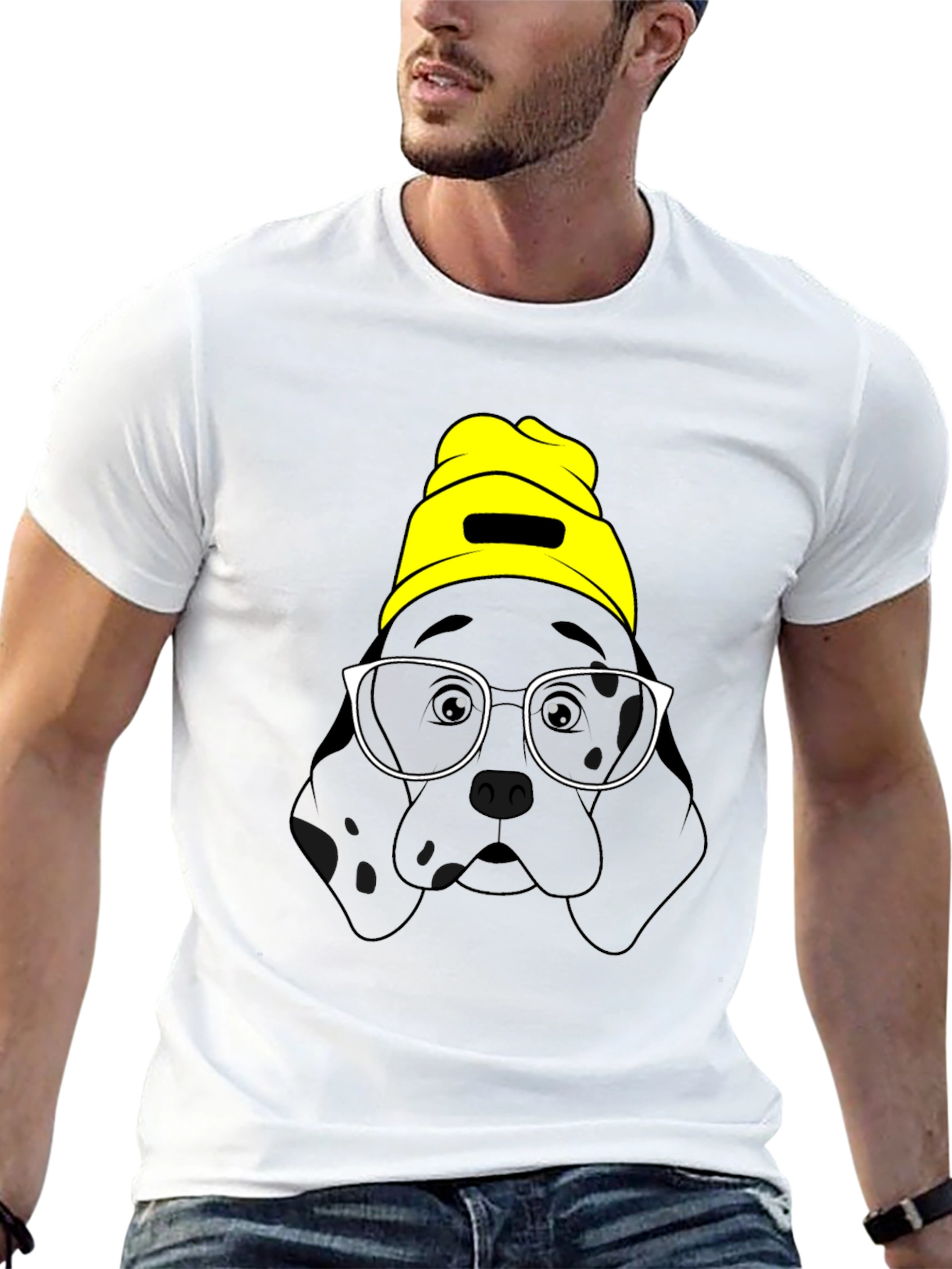 Black Dog in Beanie Graphic T-Shirt view 13