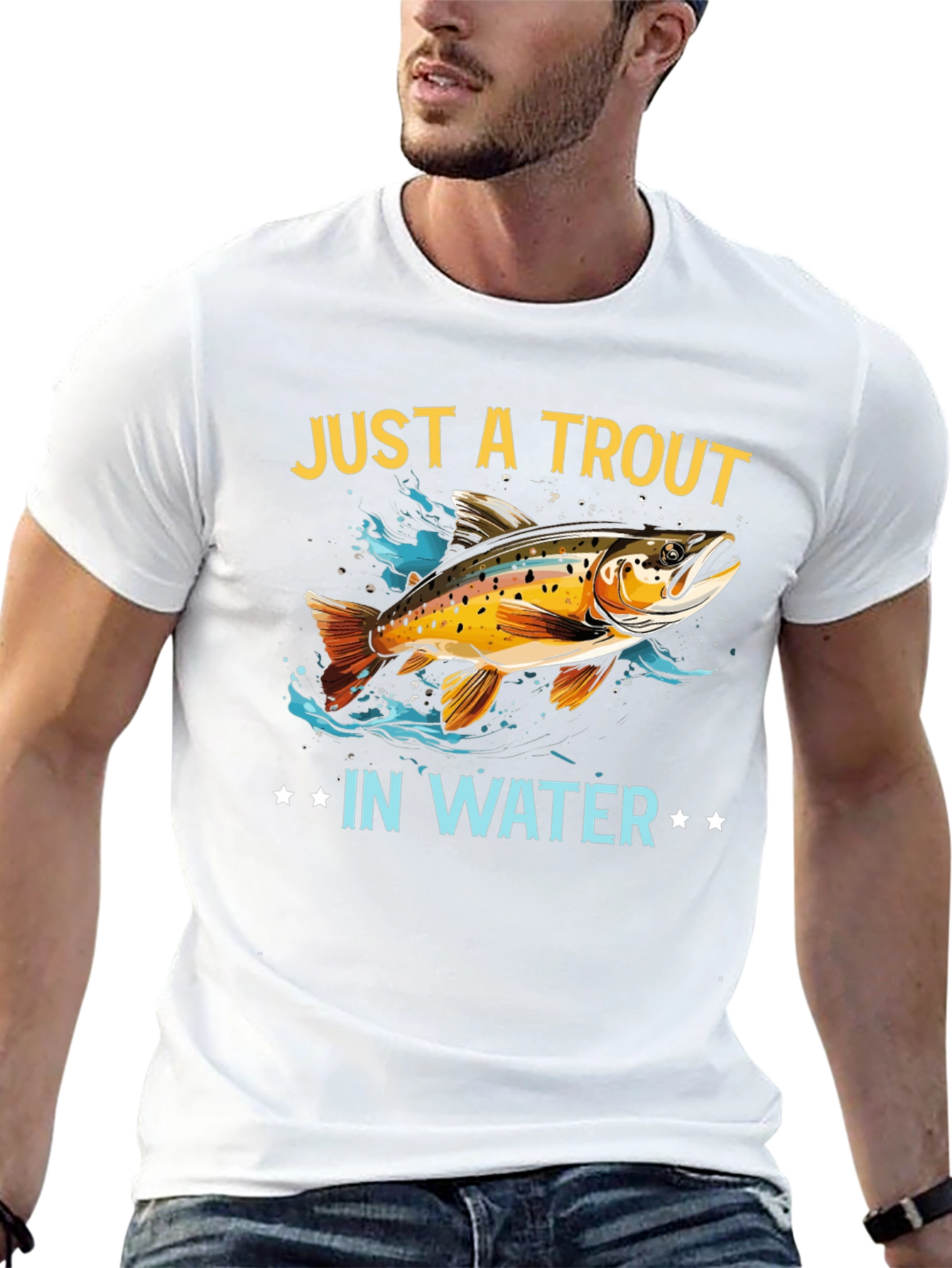 Black Just a Trout in Water Graphic T-Shirt view 13