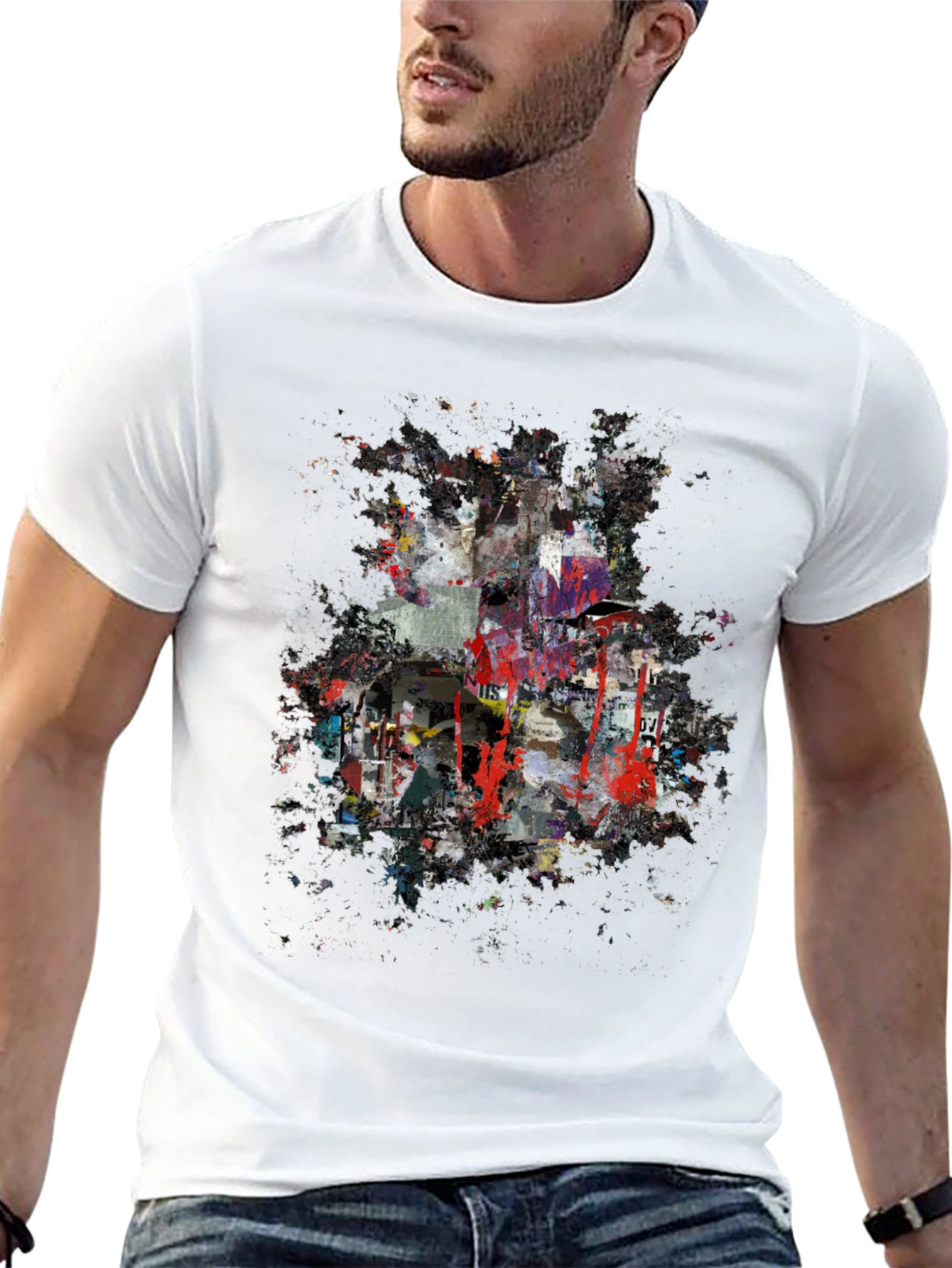 Black Abstract Art T-Shirt - Modern Graphic Tee view 13