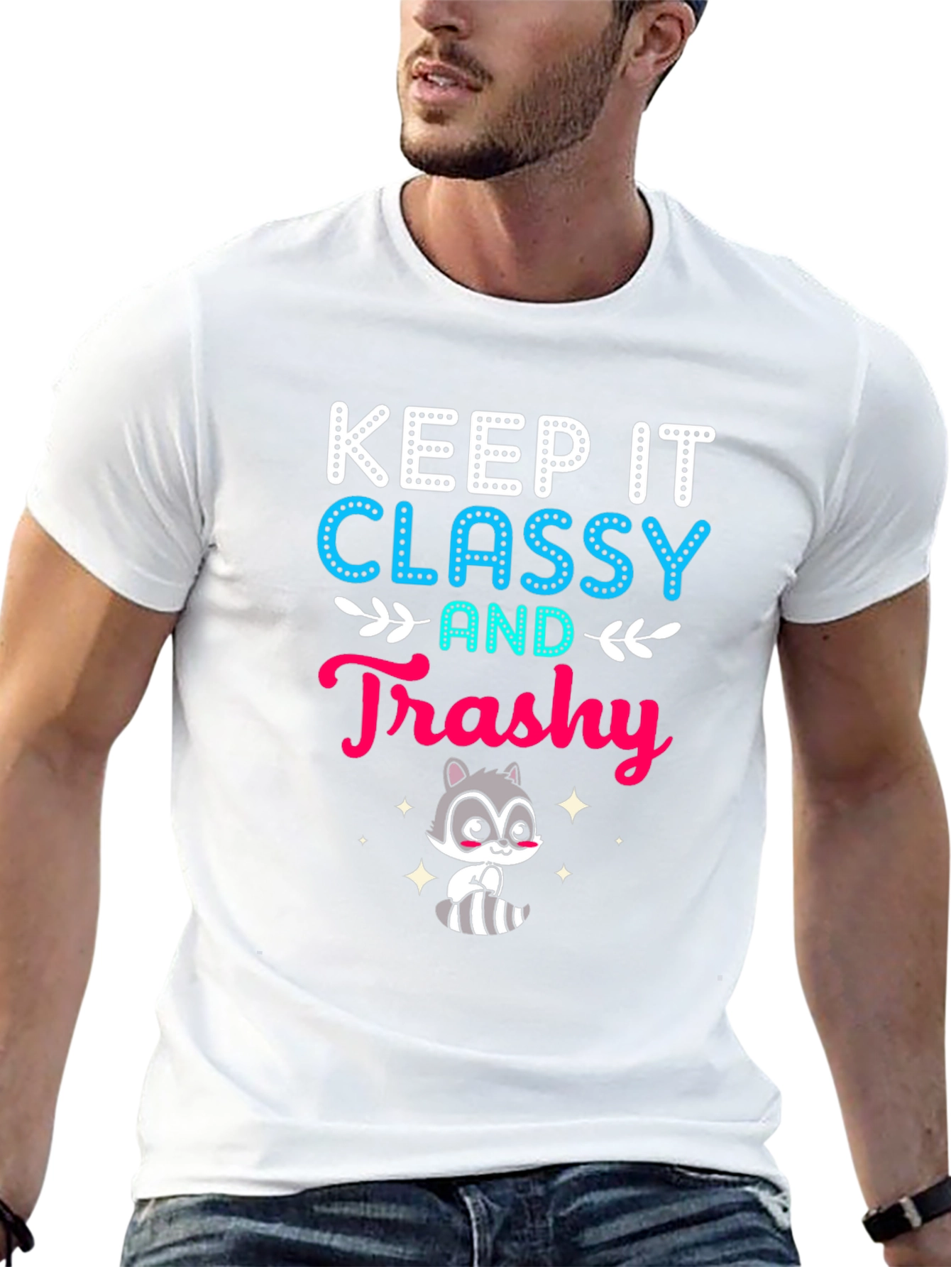 Black Keep It Classy and Trashy Raccoon T-Shirt view 13