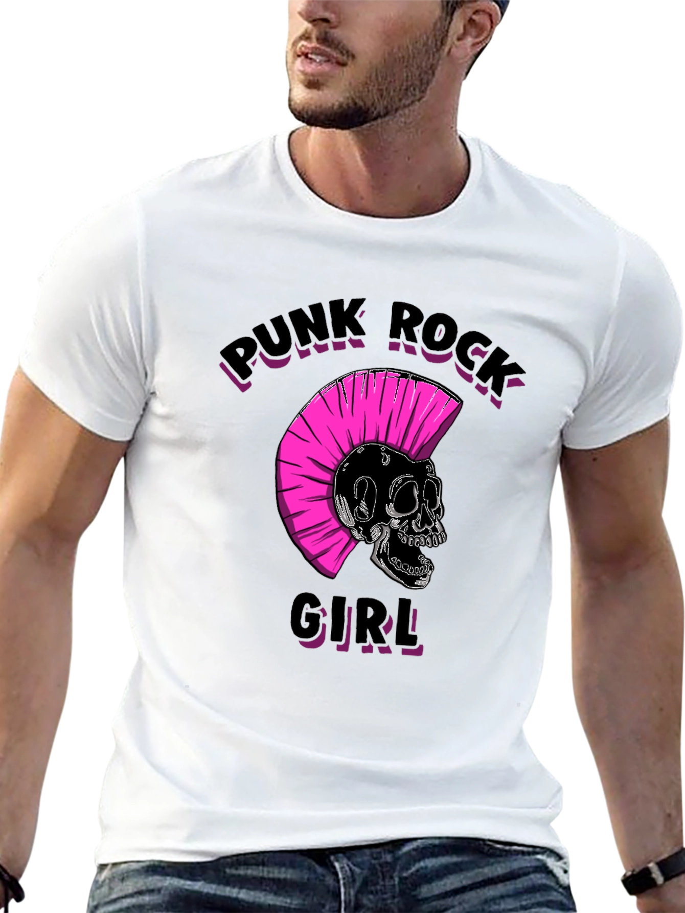 Punk Rock Girl Graphic Tee - Black Unisex T-Shirt - 13
