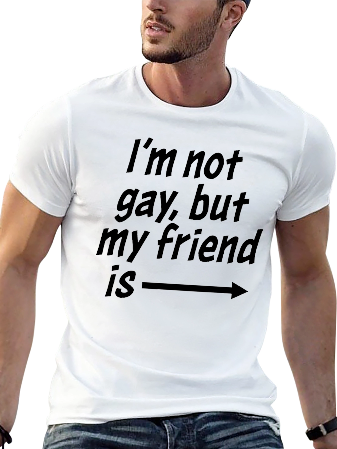 Black Humorous T-Shirt: I'm Not Gay, But My Friend Is view 13