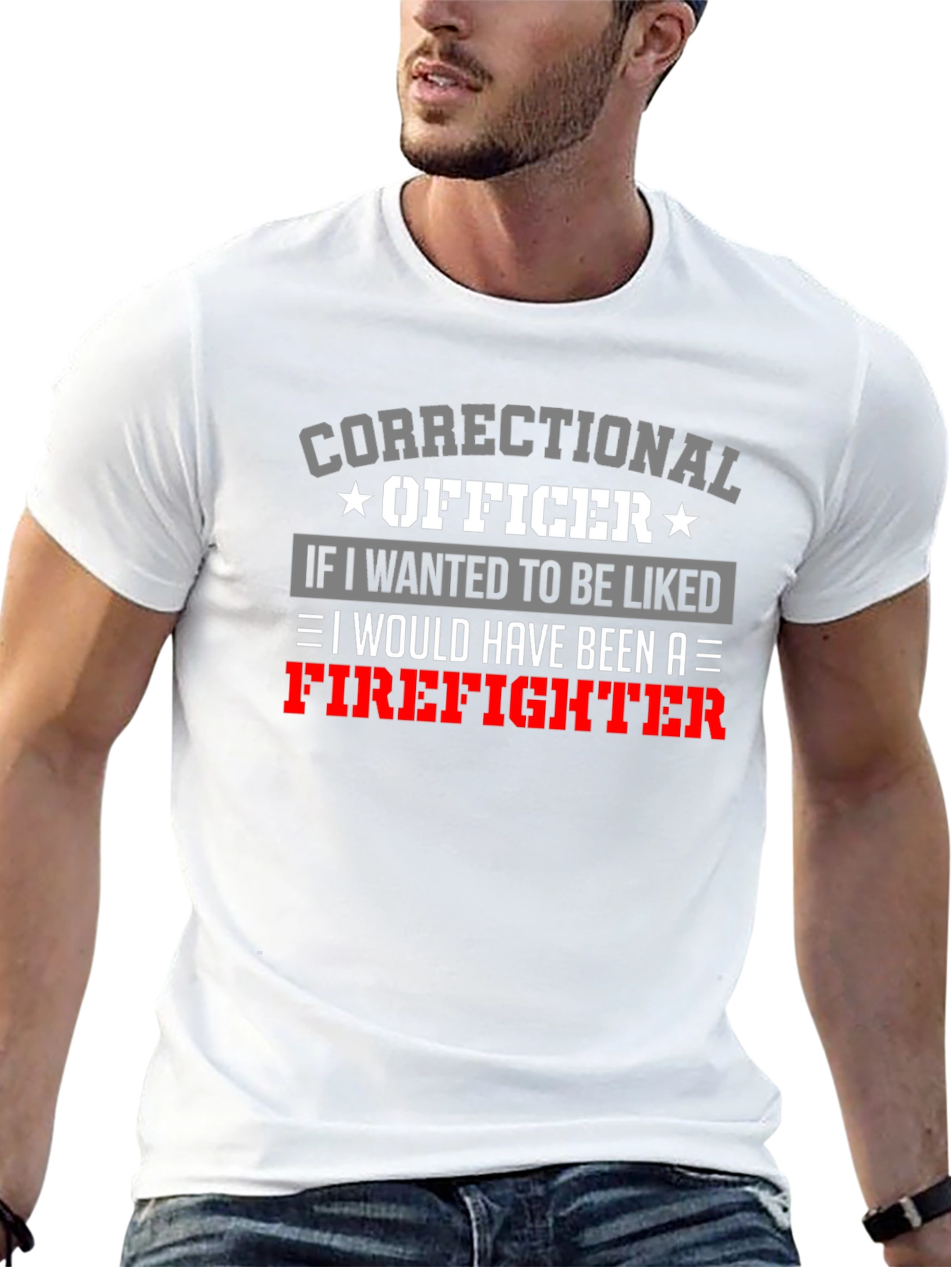 Black Correctional Officer Firefighter Graphic T-Shirt view 13