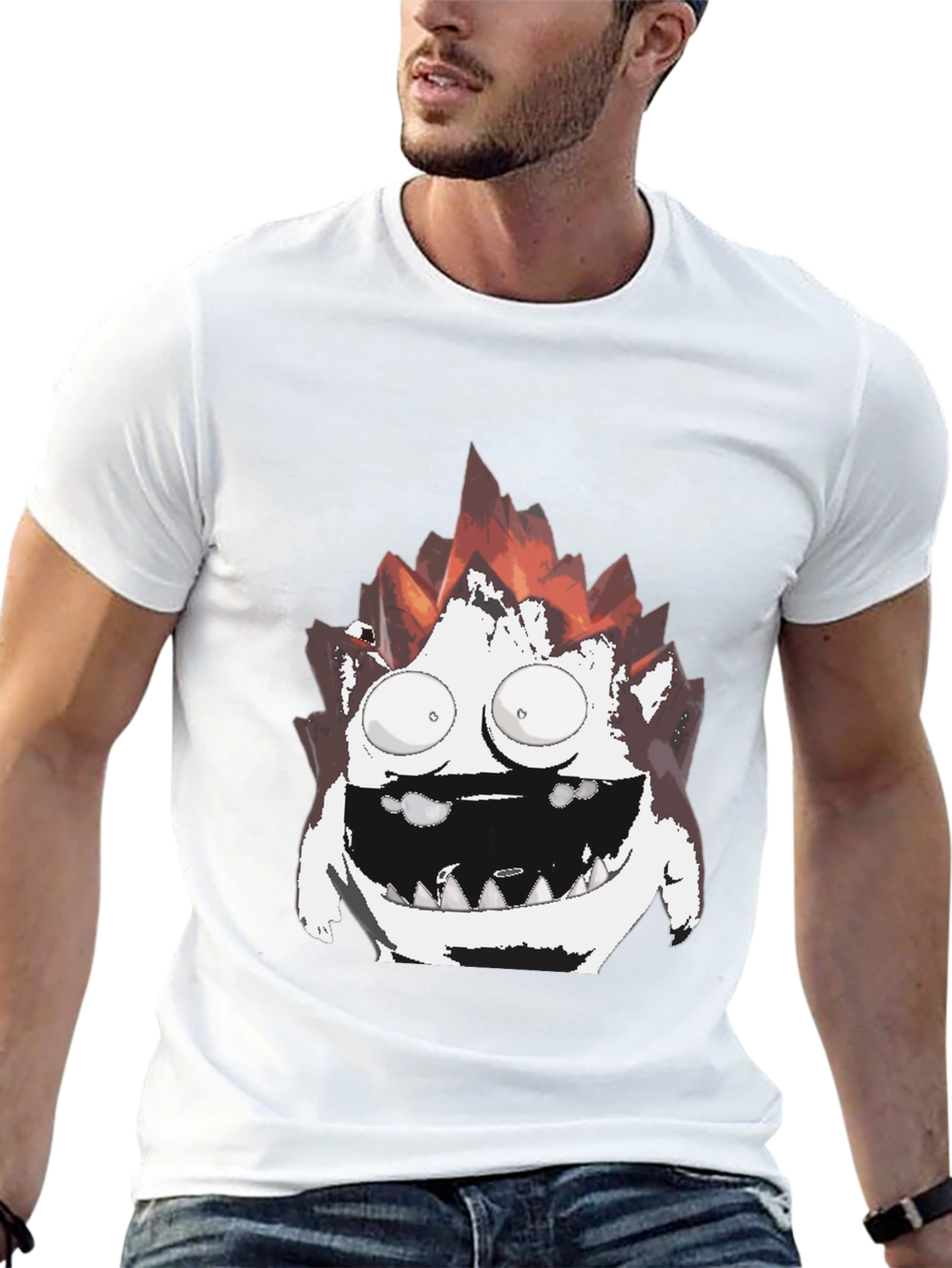 Black Monster Graphic Print Men's Black T-Shirt view 13