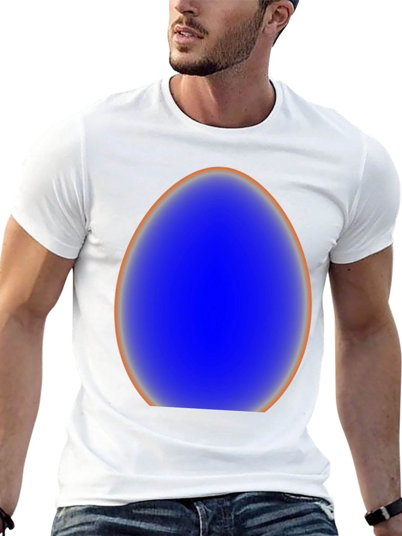 Black Abstract Blue Egg Graphic Tee - Modern Style view 13