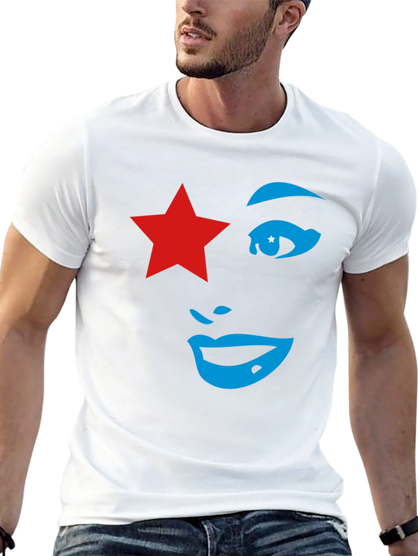 Black Star Face Graphic Tee - Unique Style view 13