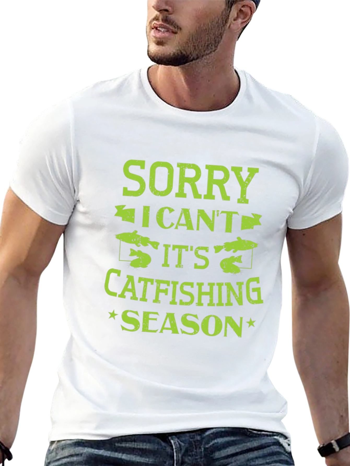 Black Sorry I Can't Catfishing Season Black T-Shirt view 13