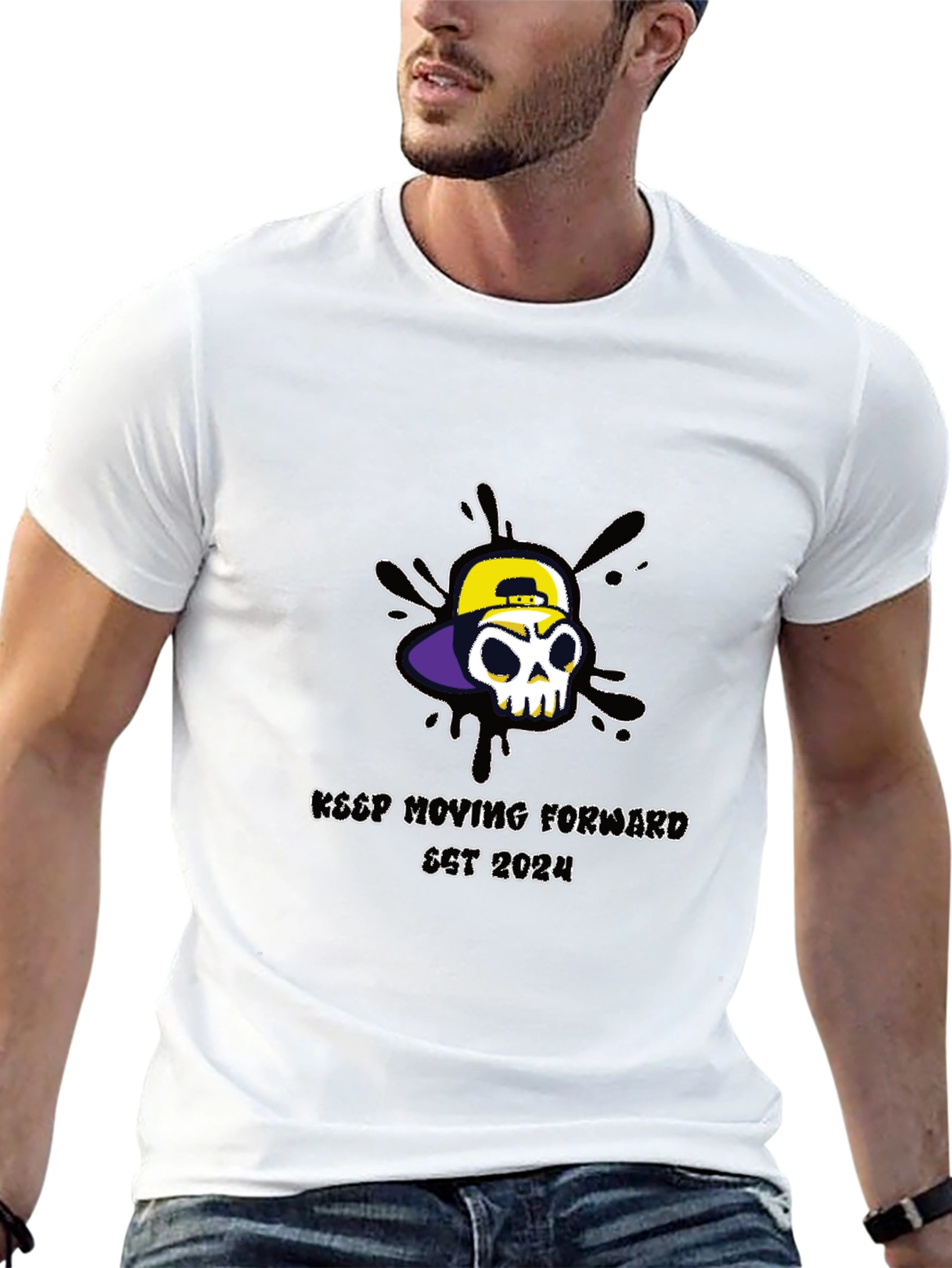 Black Skull Graphic T-Shirt - Keep Moving Forward view 13