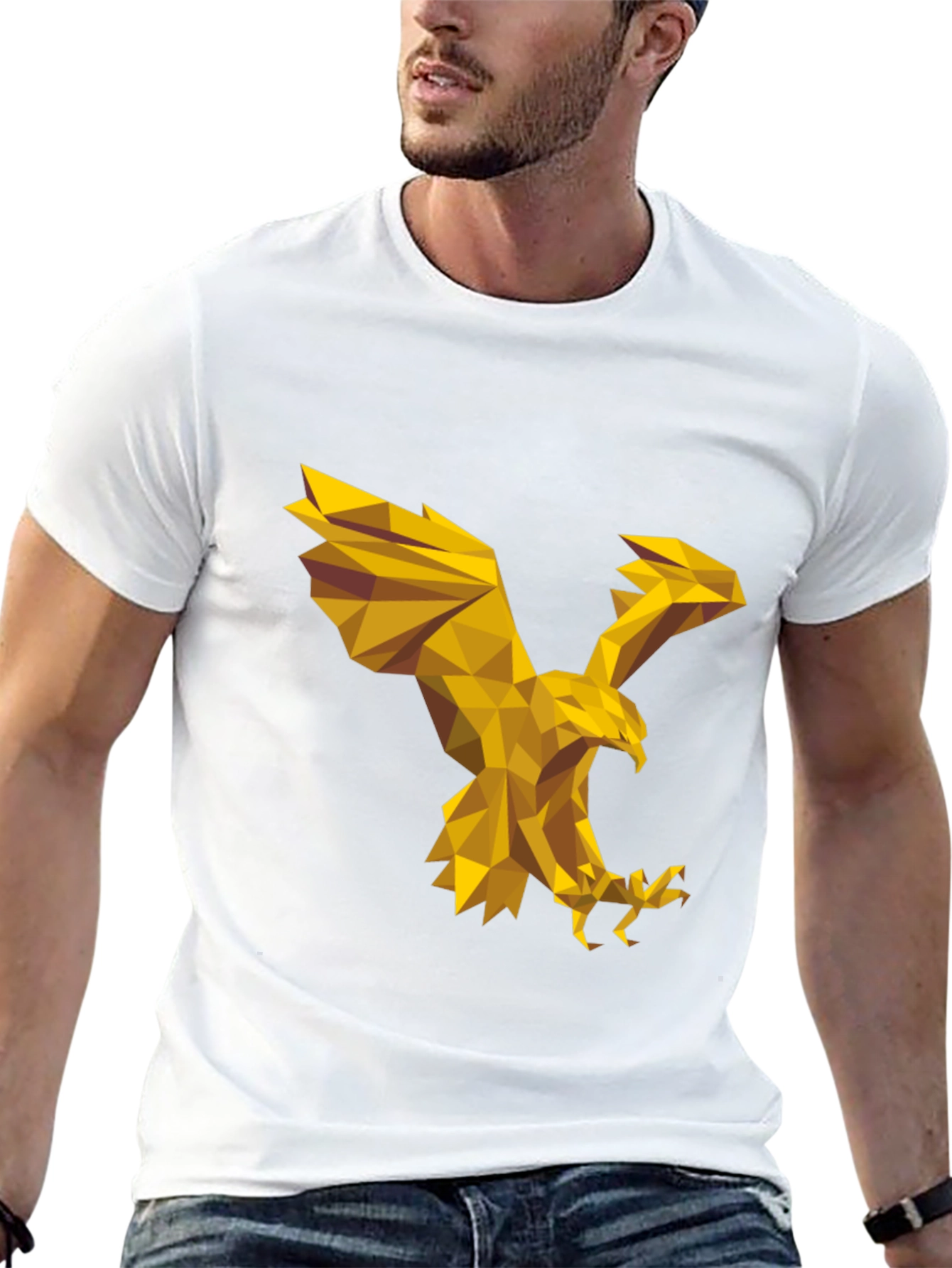 Black Geometric Eagle Graphic Tee - Stylish Black T-Shirt view 13