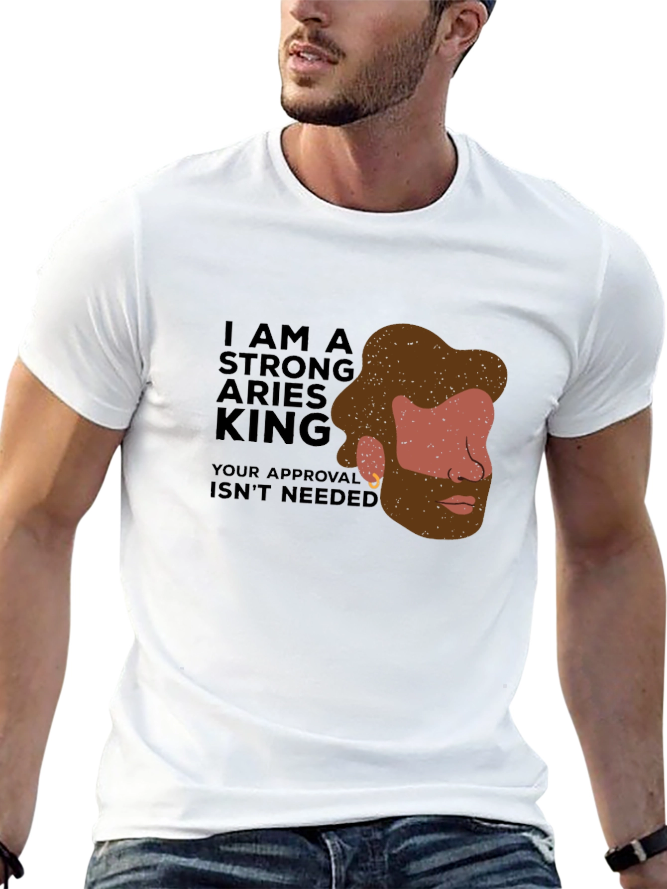 Black Strong Aries King Black Graphic Tee view 13