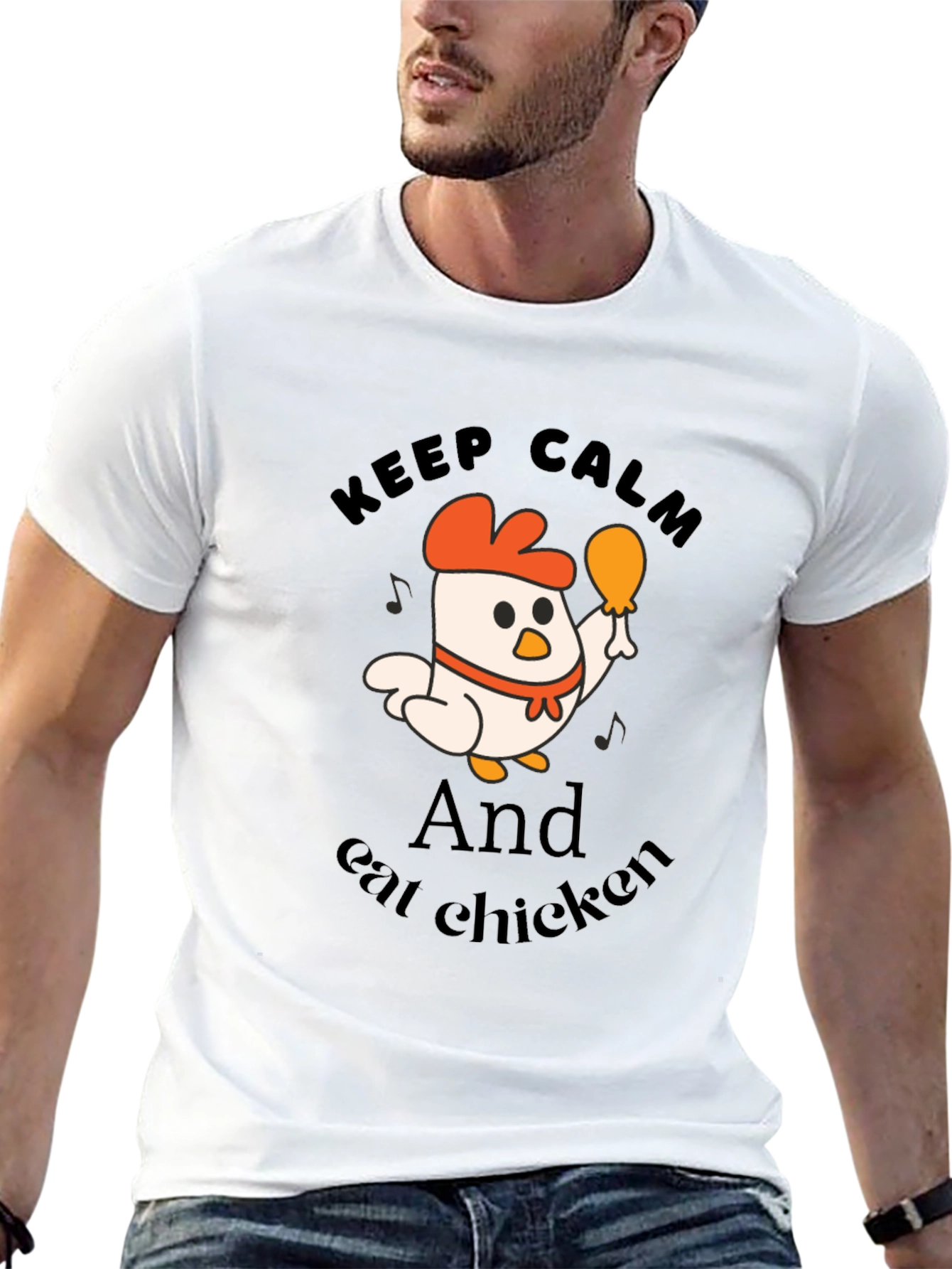 Black Keep Calm and Eat Chicken Black T-Shirt view 13