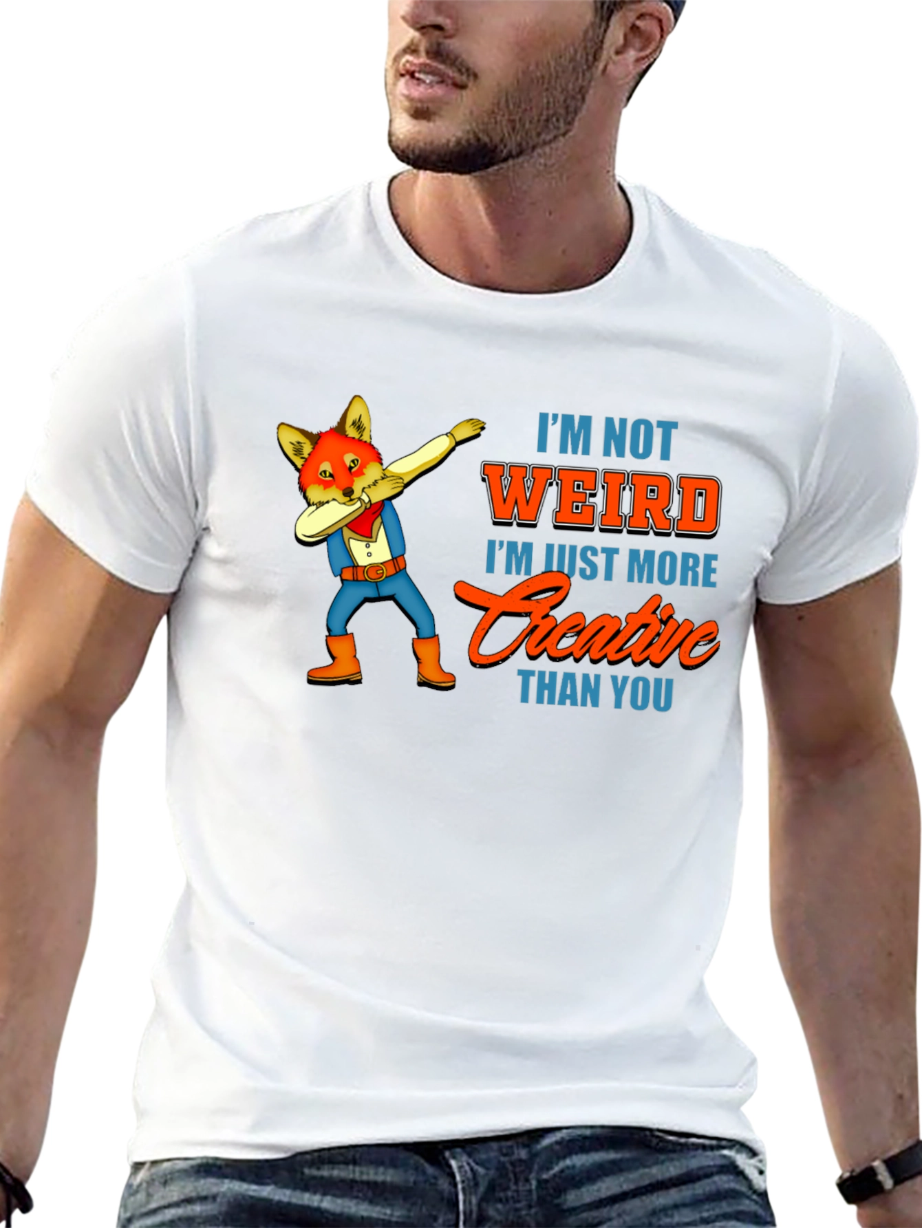Black Creative Fox Dab T-Shirt - Unique Funny Tee view 13