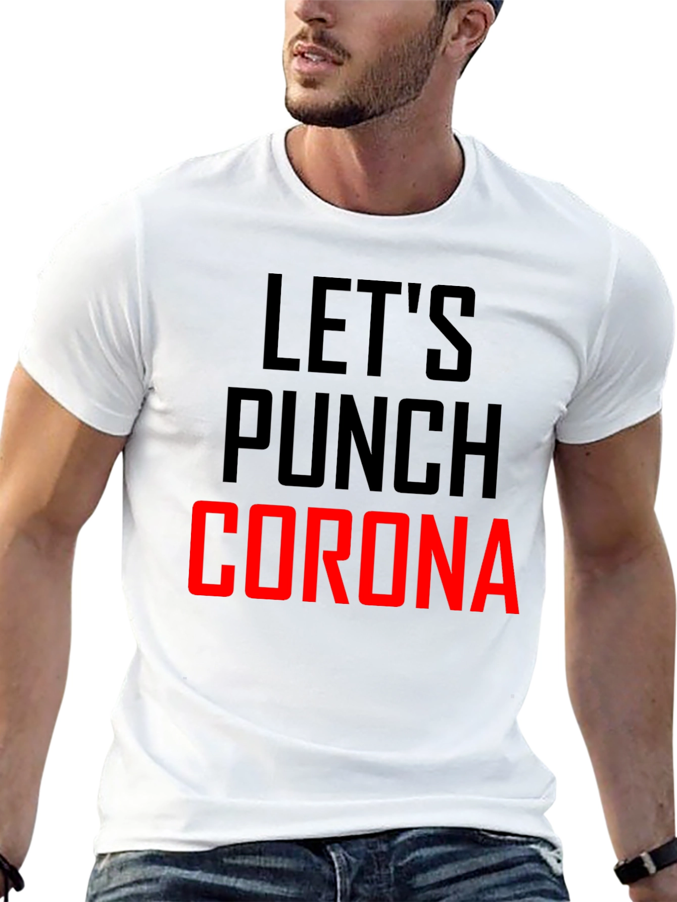 Black Let's Punch Corona Black Graphic T-Shirt view 13