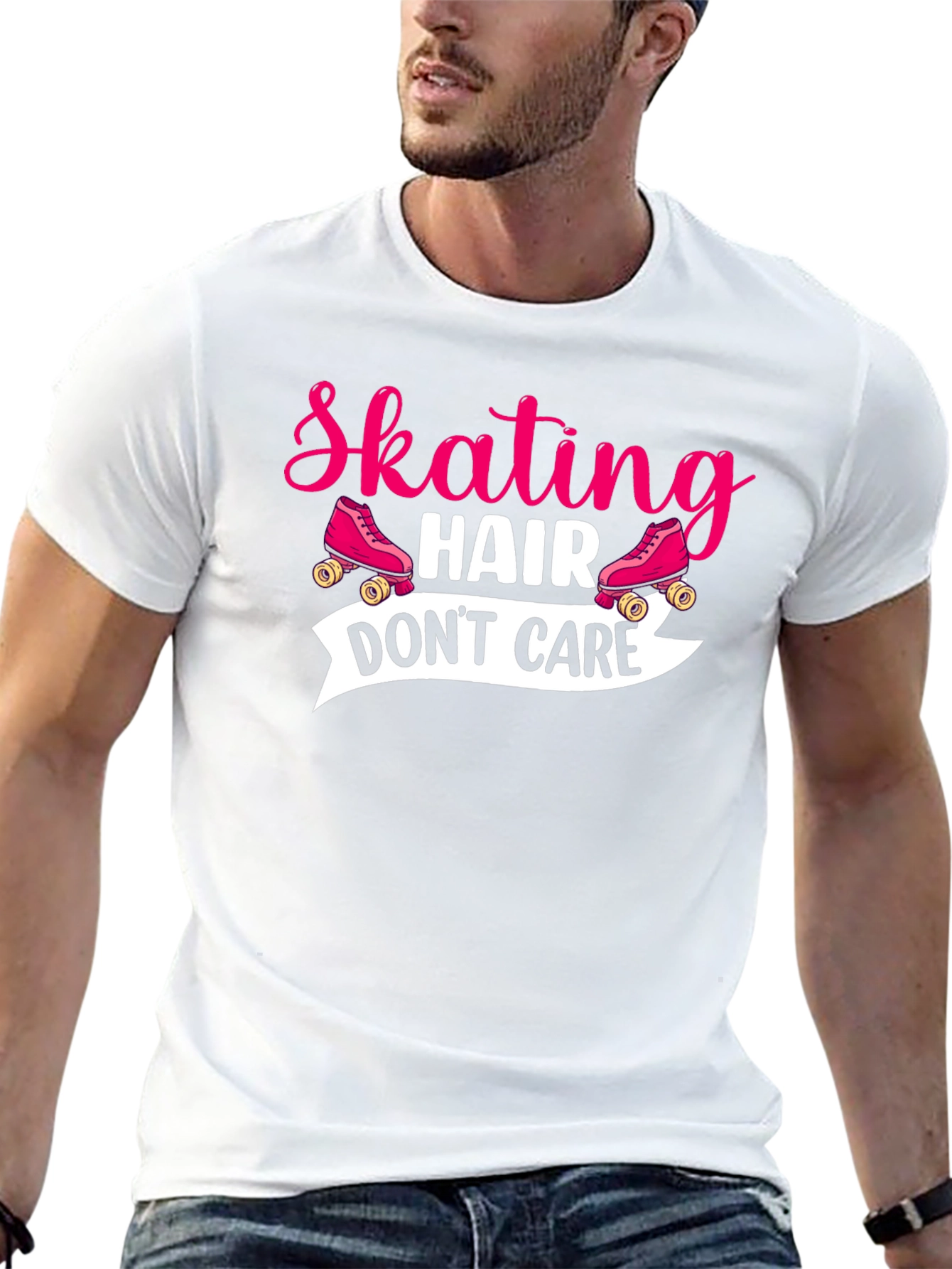 Black Skating Hair Don't Care T-Shirt view 13