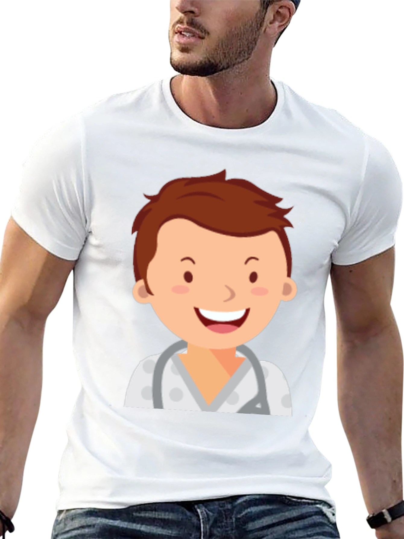 Black Cartoon Doctor Graphic T-Shirt - Black view 13