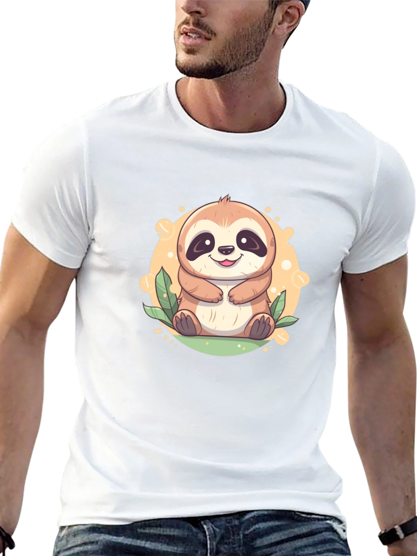 Black Cute Sloth Graphic Tee - Relaxed Fit view 13