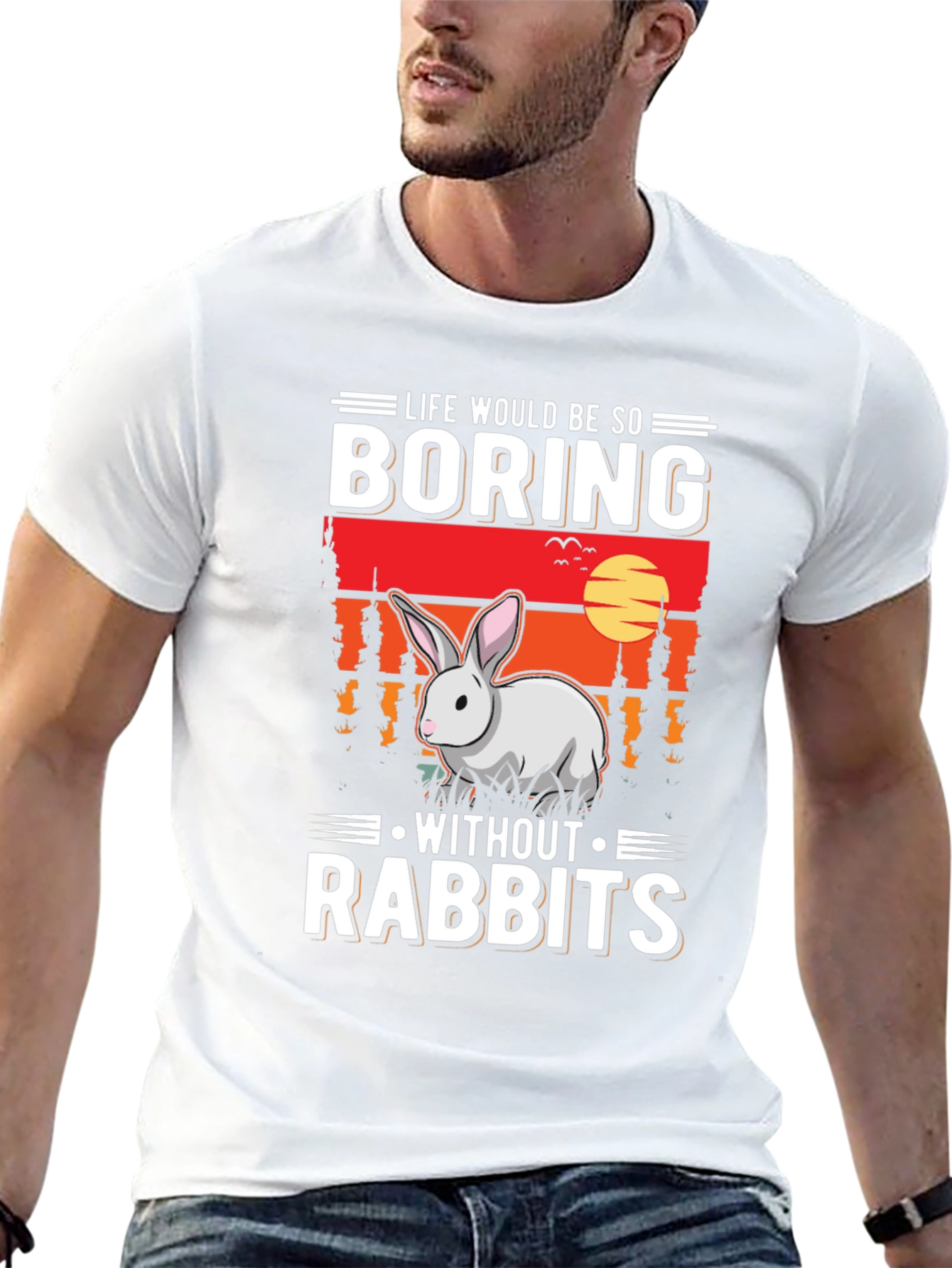 Black Life Would Be So Boring Without Rabbits Black T-Shirt view 13