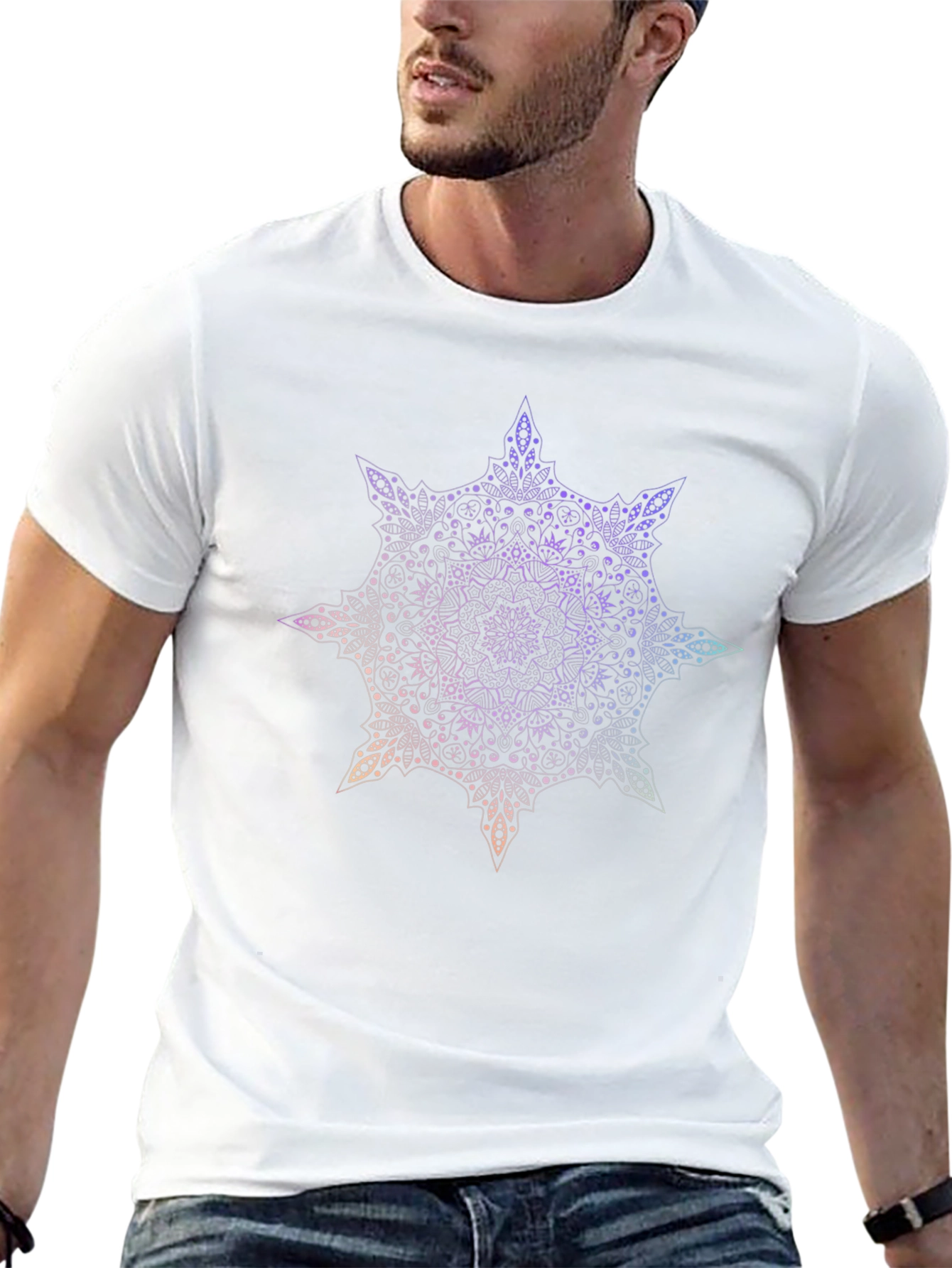 Mandala Print Black T-Shirt - 13