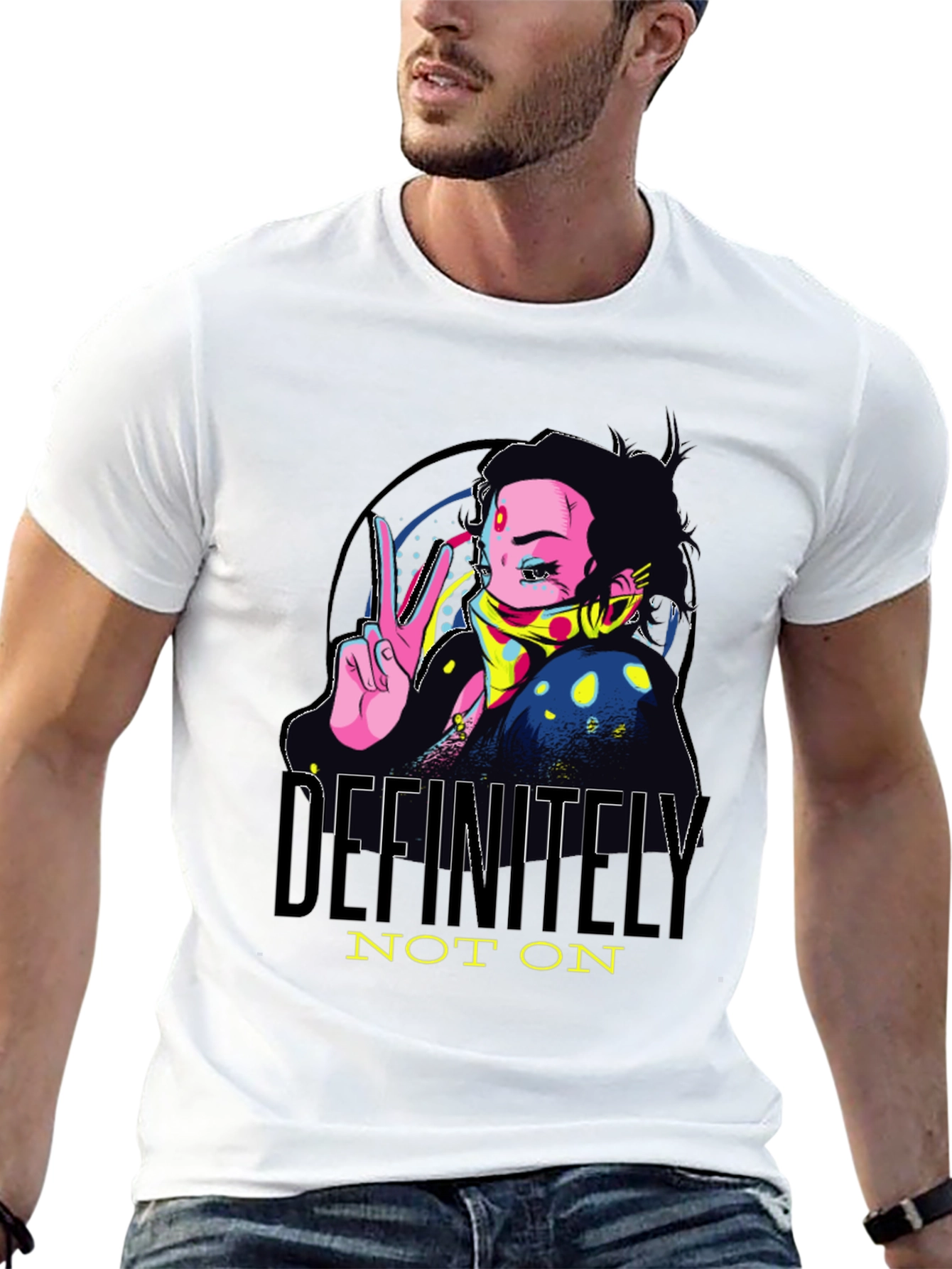 Black Definitely Not On Anime Graphic Tee view 13