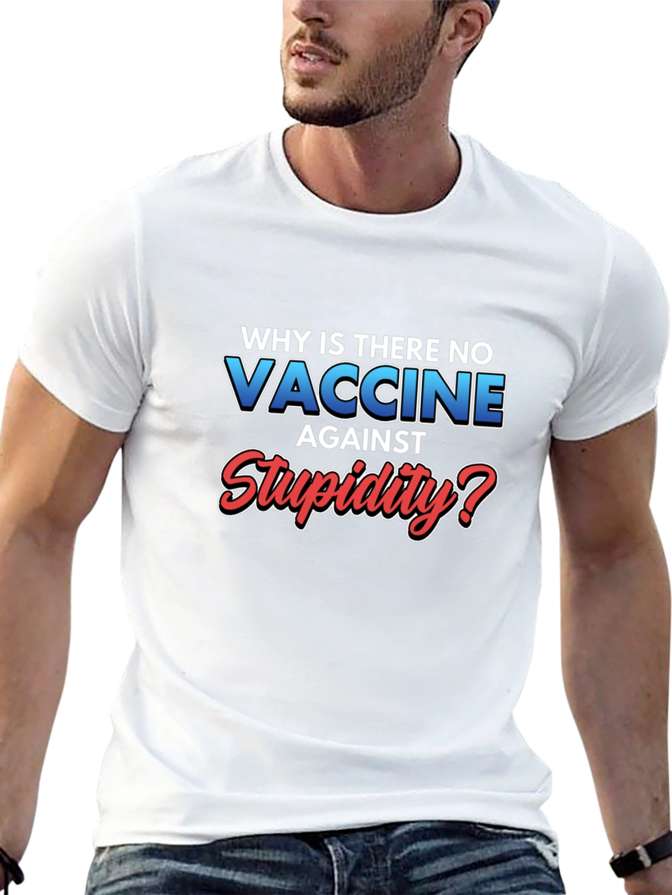 Black Vaccine Against Stupidity Graphic T-Shirt view 13