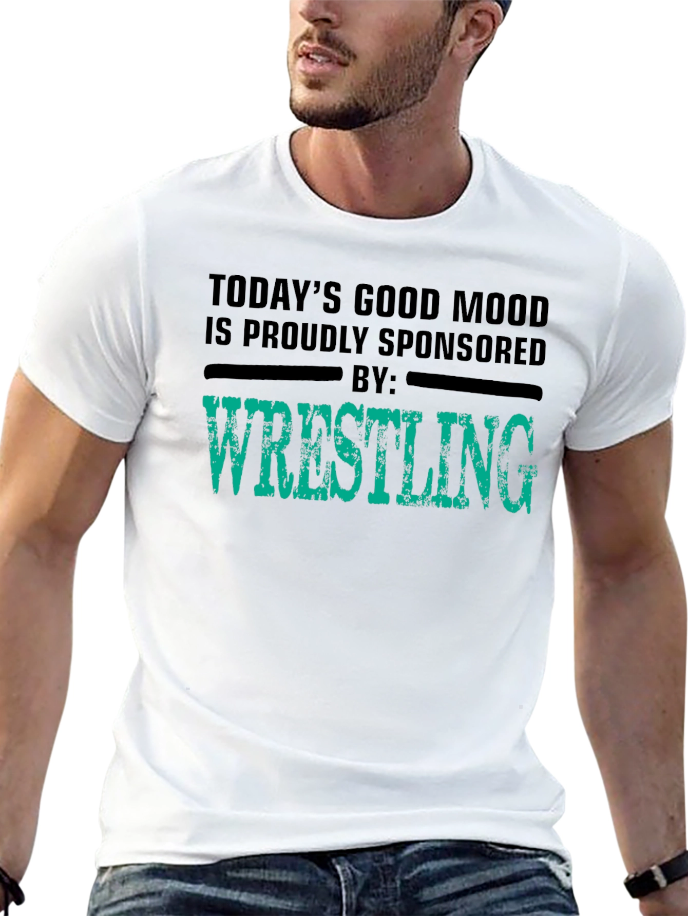 Black Wrestling Sponsored Good Mood T-Shirt view 13