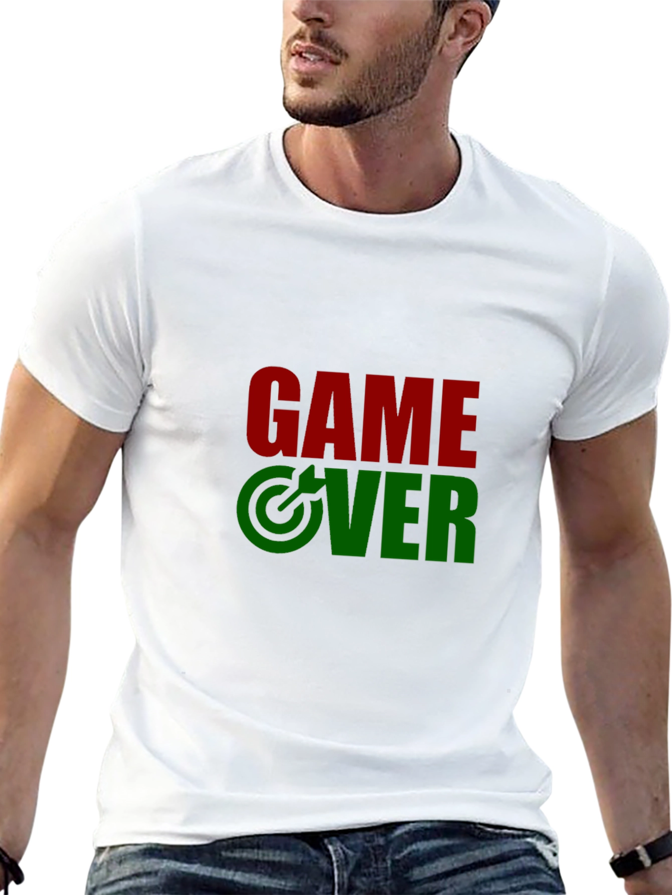 Black Game Over Graphic Print Crew Neck T-Shirt view 13