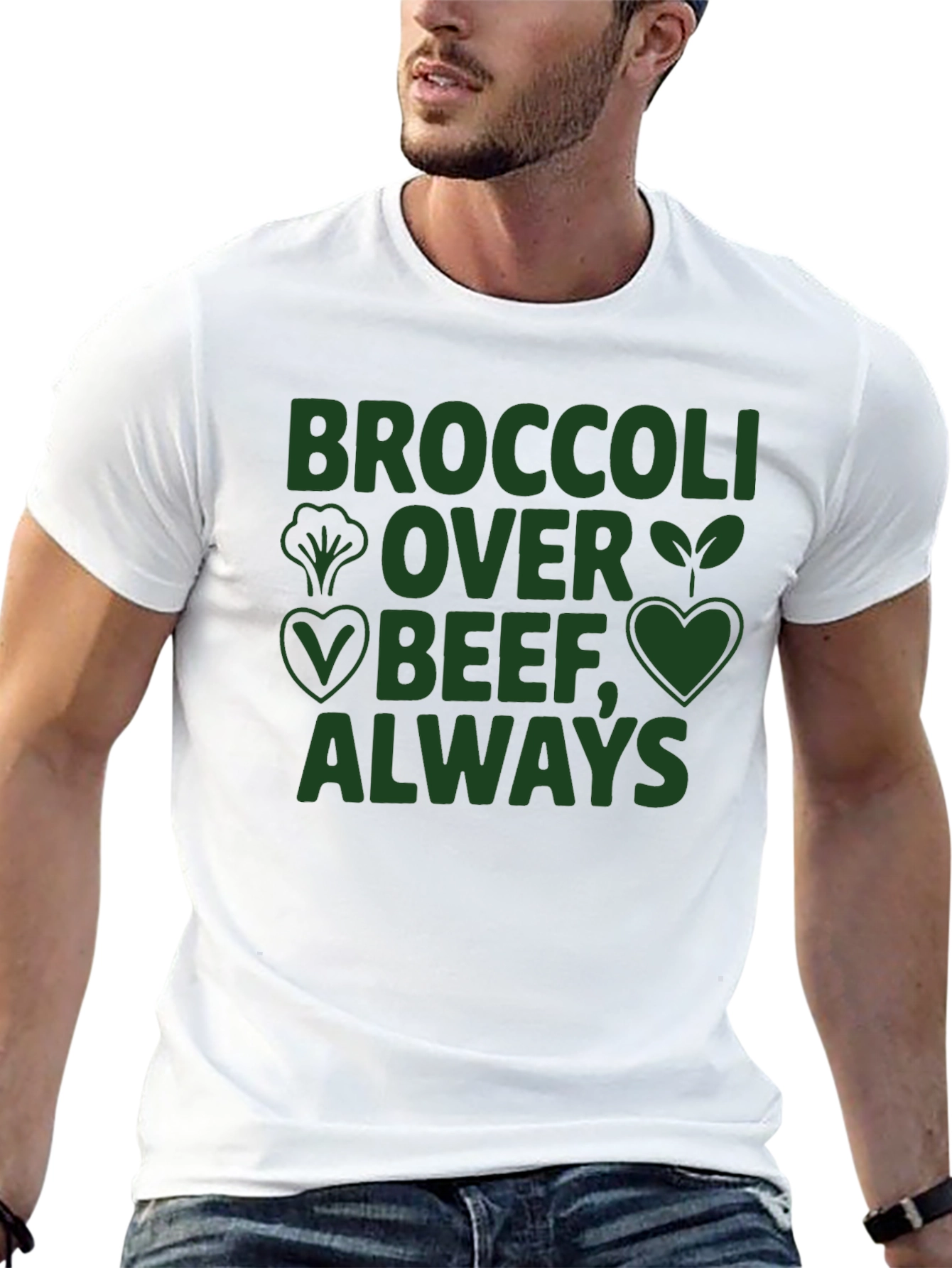 Black Vegan Broccoli Over Beef Always Graphic Tee view 13