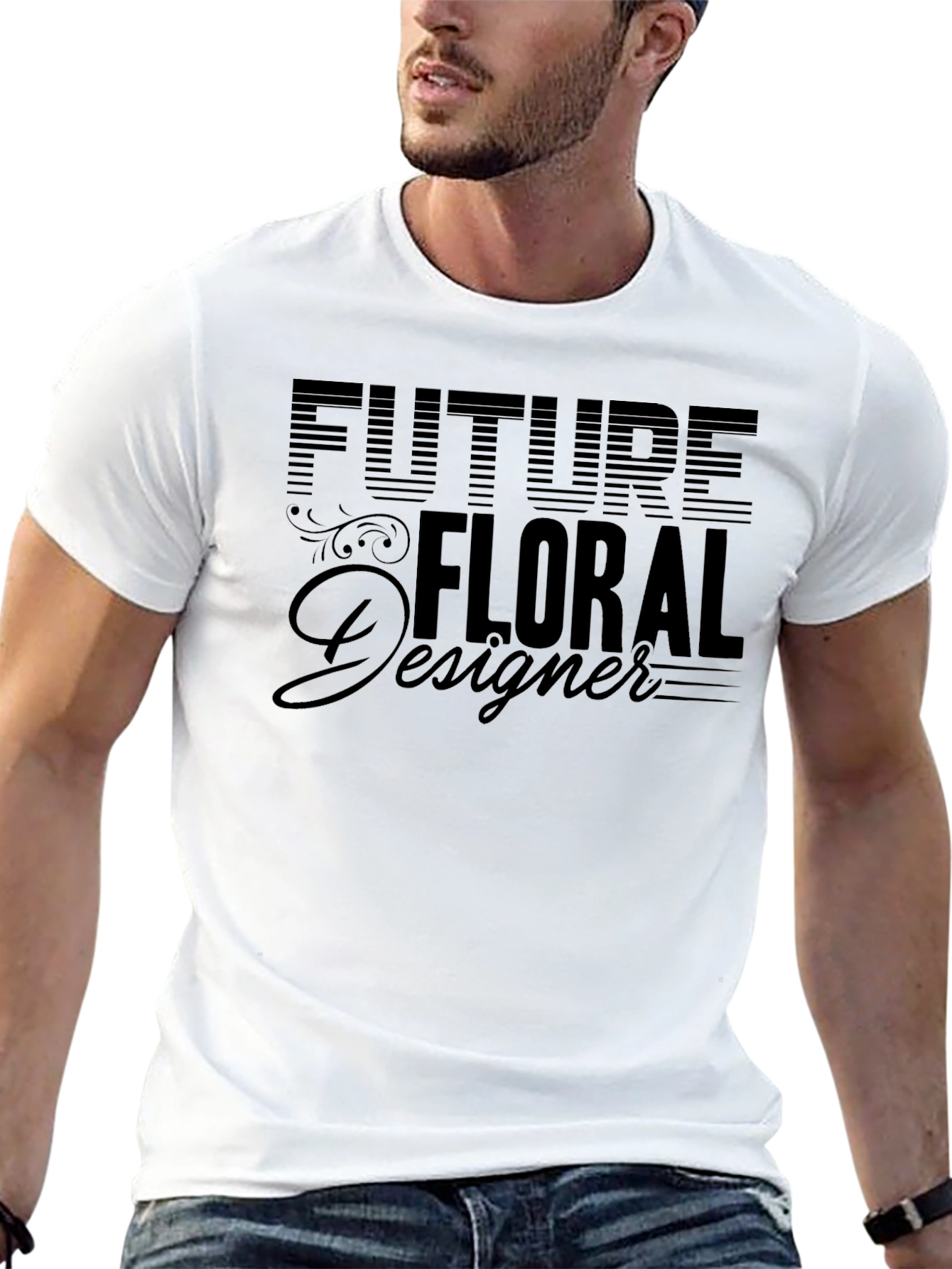 Black Future Floral Designer Black T-Shirt view 13
