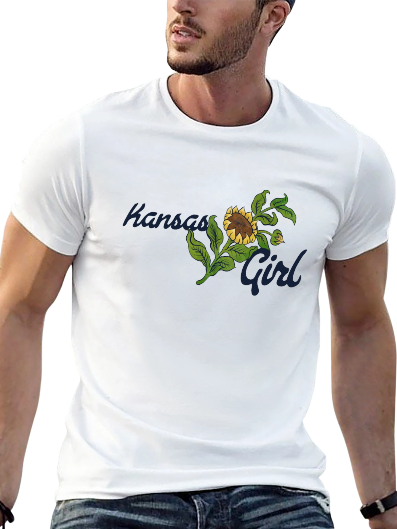 Black Kansas Girl Sunflower Graphic Black T-Shirt view 13