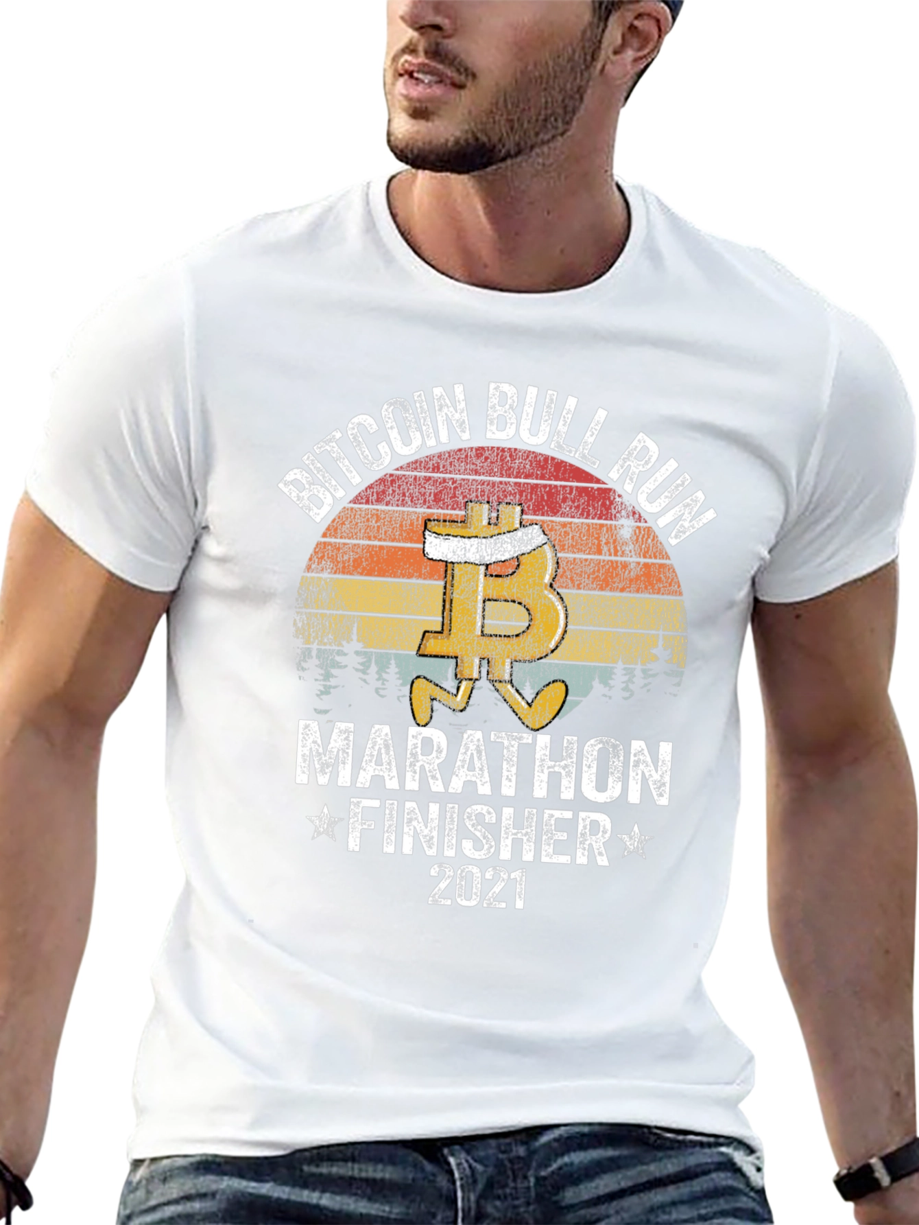 Black Bitcoin Bull Run Marathon Finisher 2021 Black T-Shirt view 13
