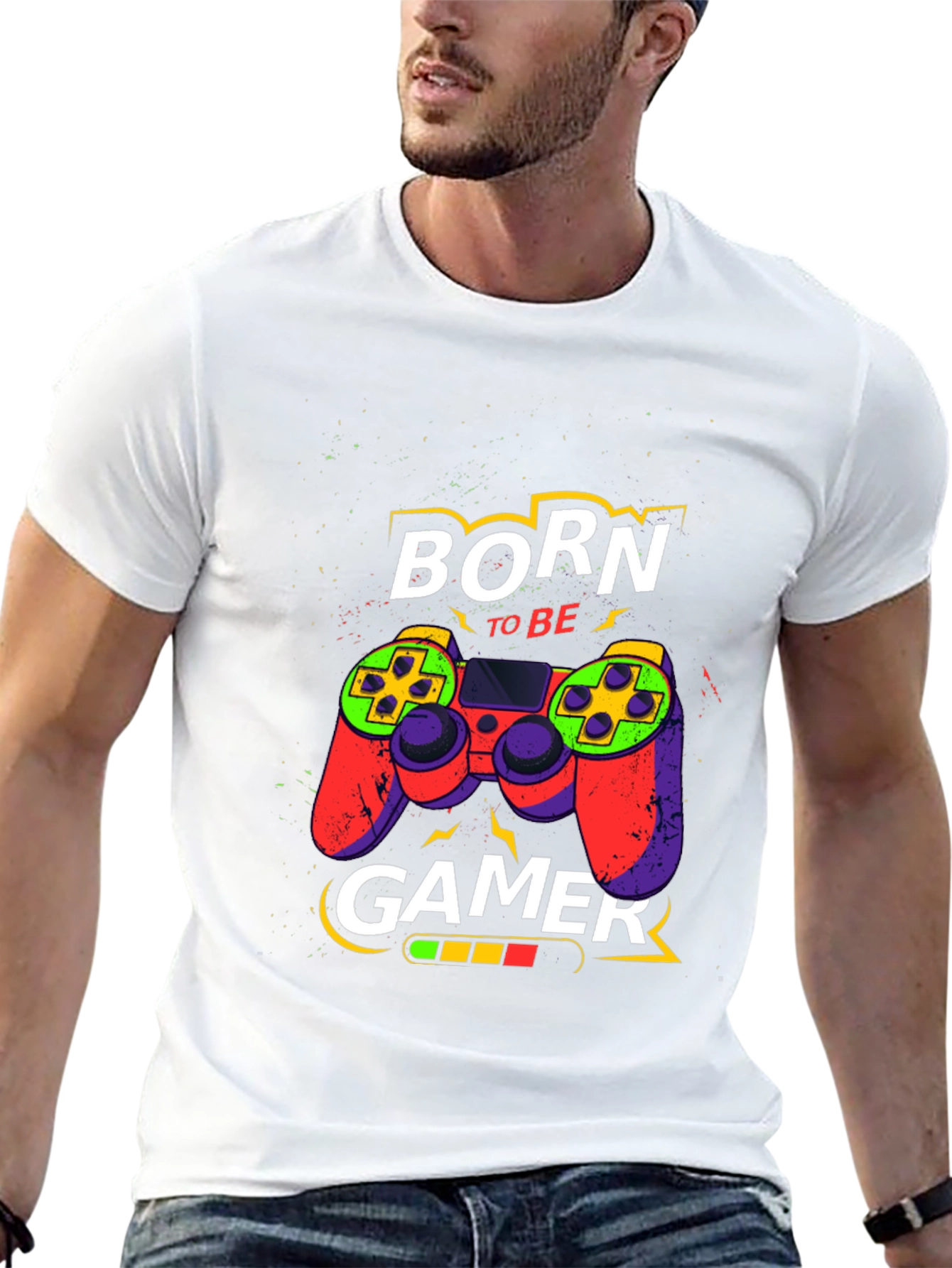 Black Born To Be Gamer Black T-Shirt view 13