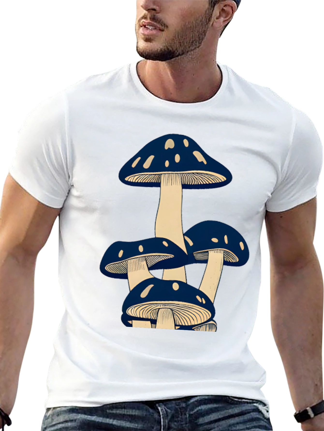 Black Mushroom Graphic Tee - Unisex Black T-Shirt view 13