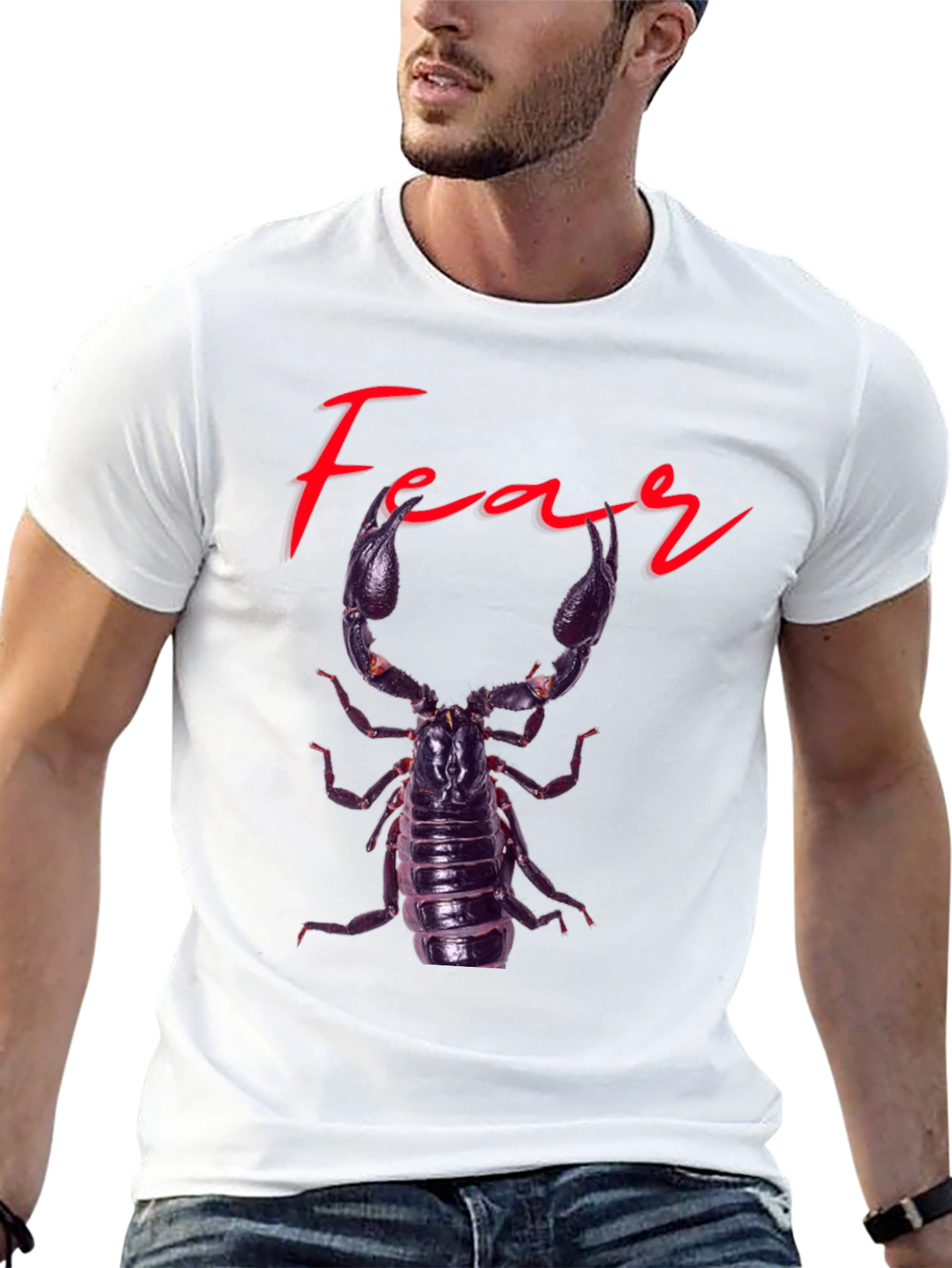 Black Fear Scorpion Graphic Tee - Black Cotton T-Shirt view 13