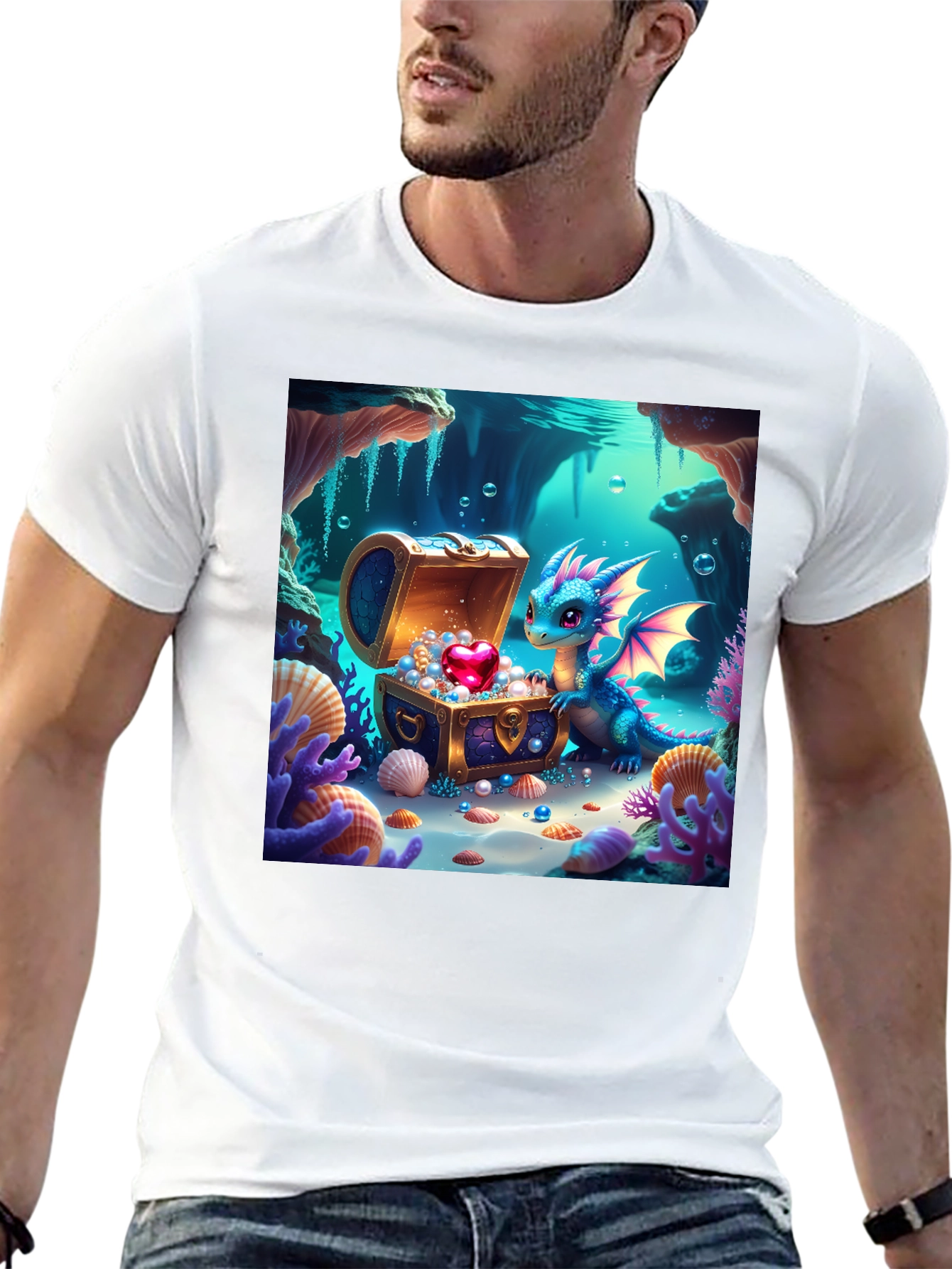 Black Dragon's Treasure T-Shirt - Fantasy Art view 13